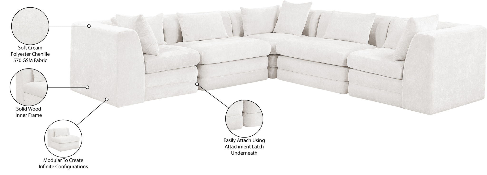 Stellar - 5 Piece Upholstered Modular Sectional