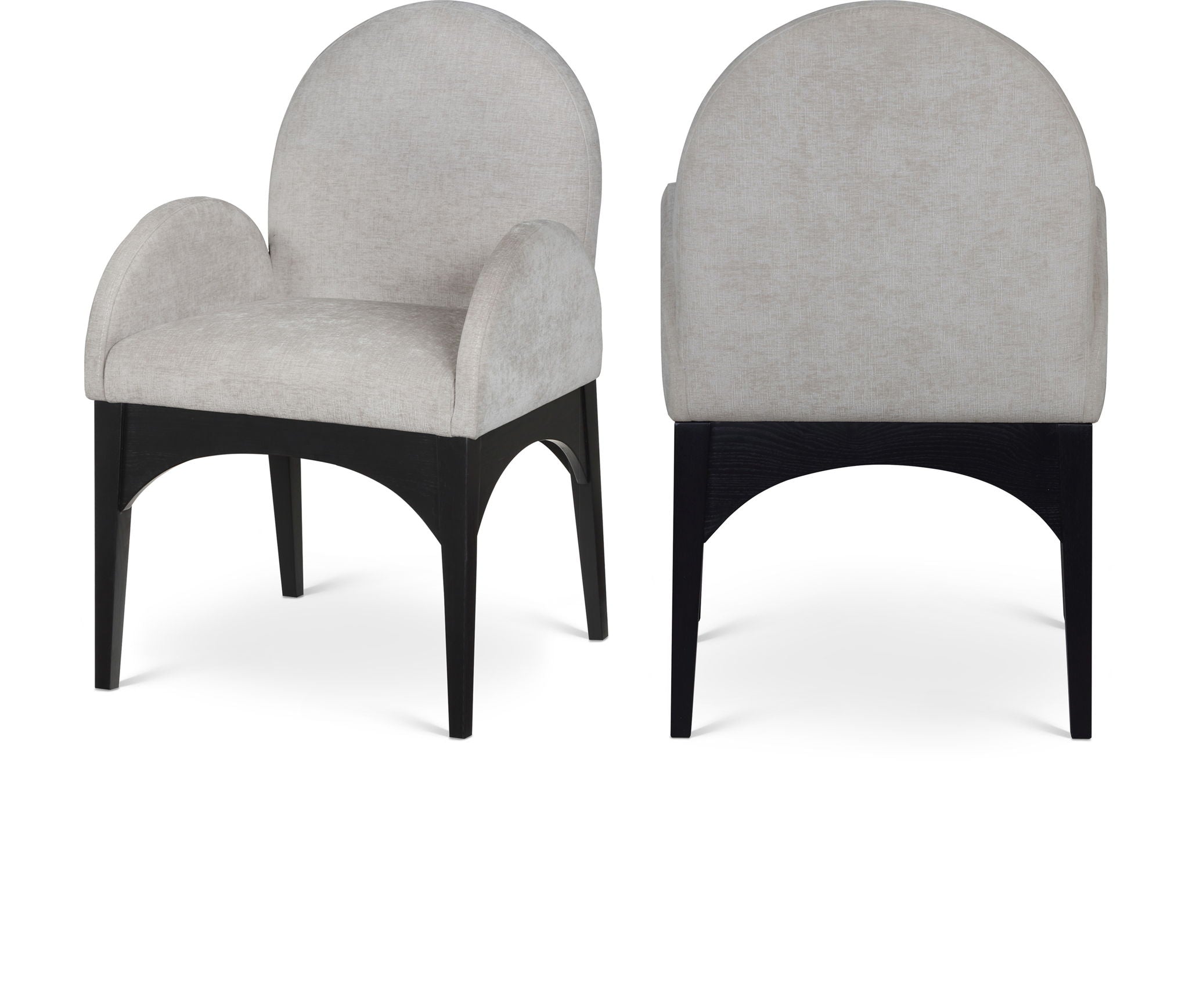 Waldorf - Chenille Dining Arm Chair With Black Legs
