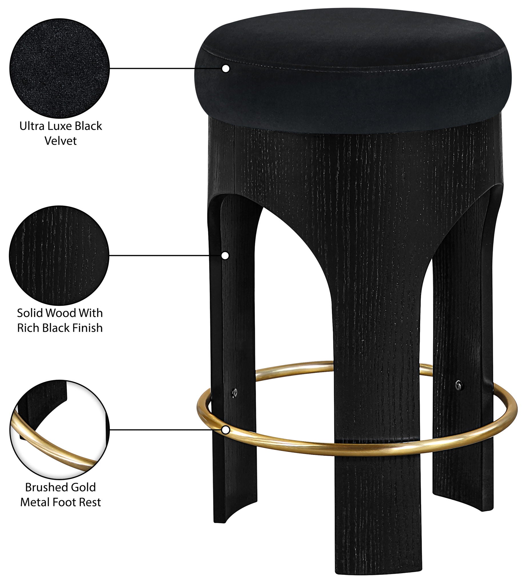 Bocceli - Counter Stool - Black Base