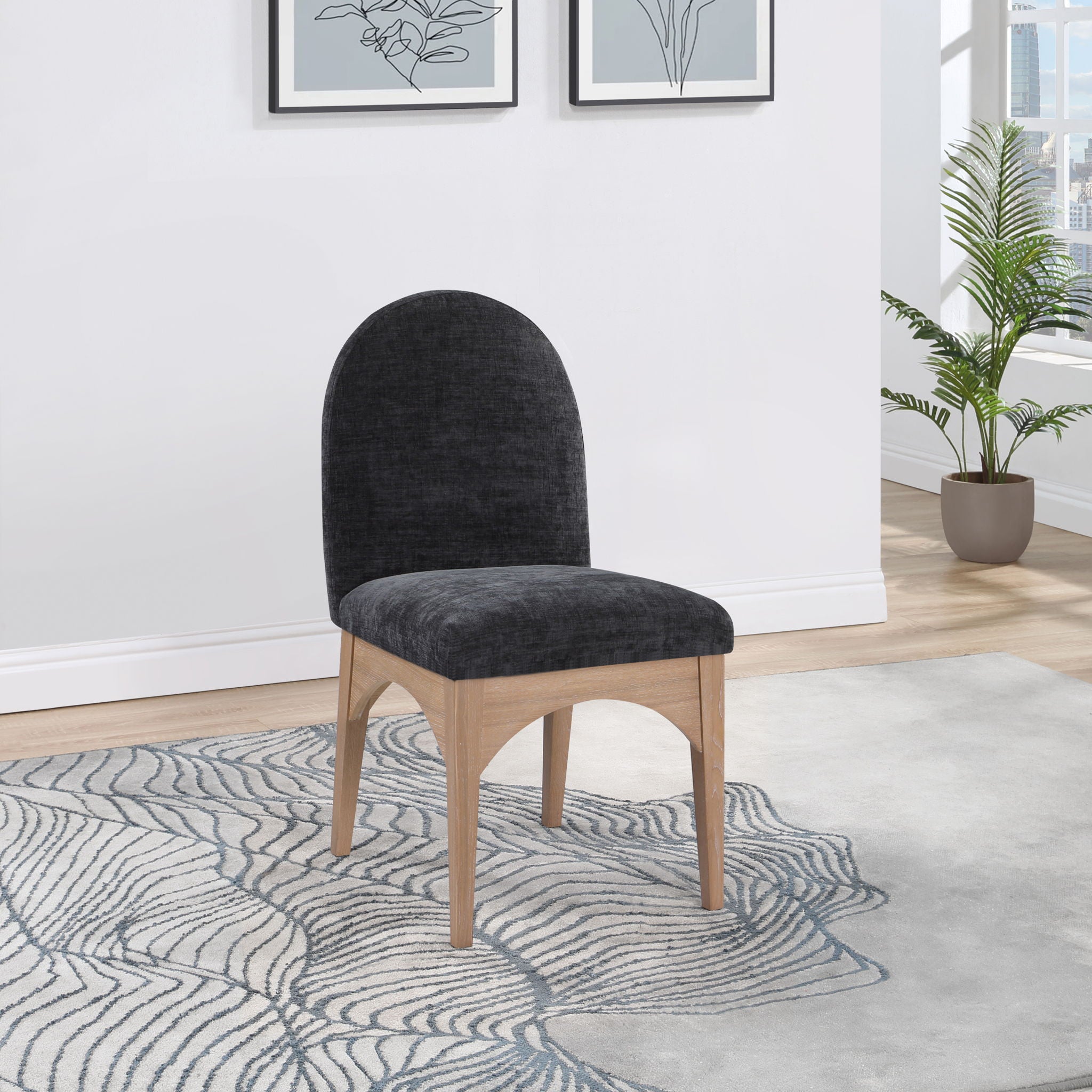 Waldorf - Chenille Dining Side Chair With Natural Legs