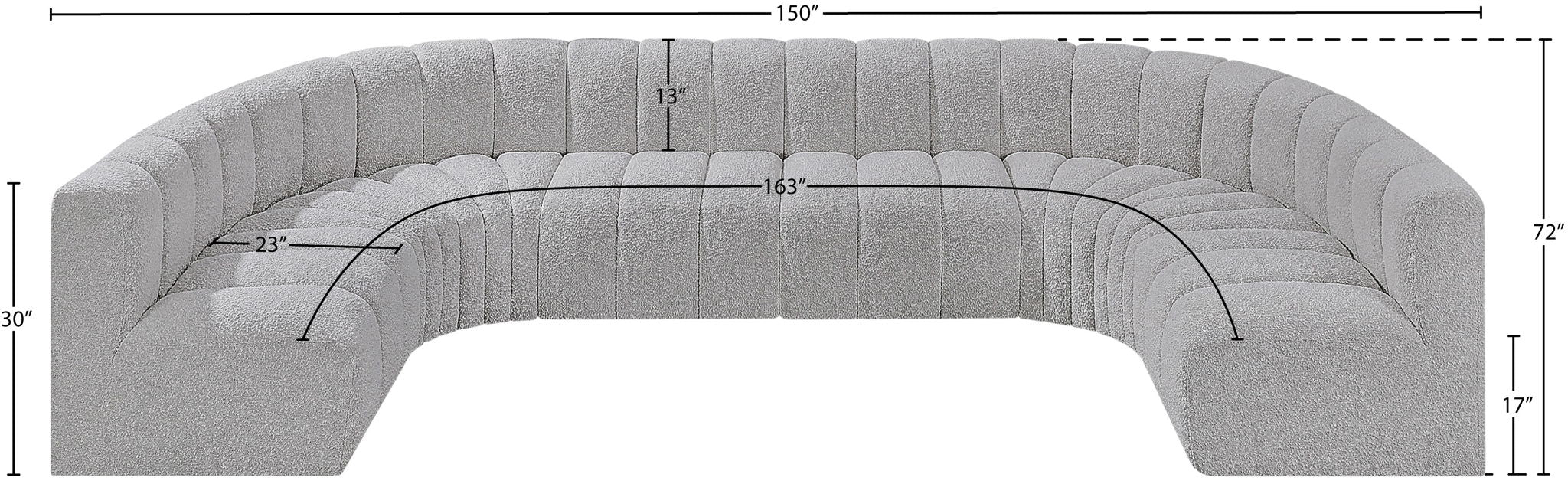 Arc - Boucle Fabric 8 Piece Modular Sofa