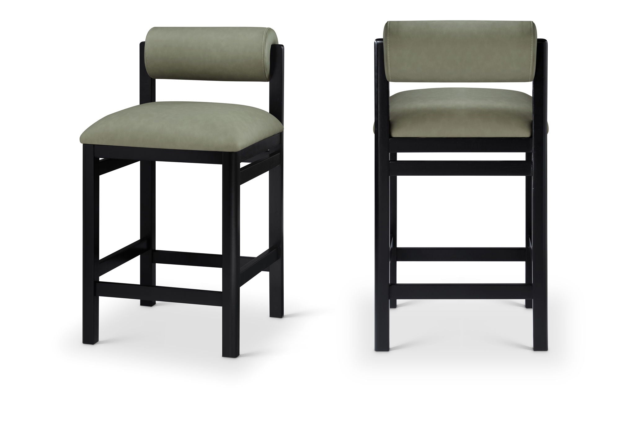 Roundhill - Faux Leather Counter Stool - Black Frame