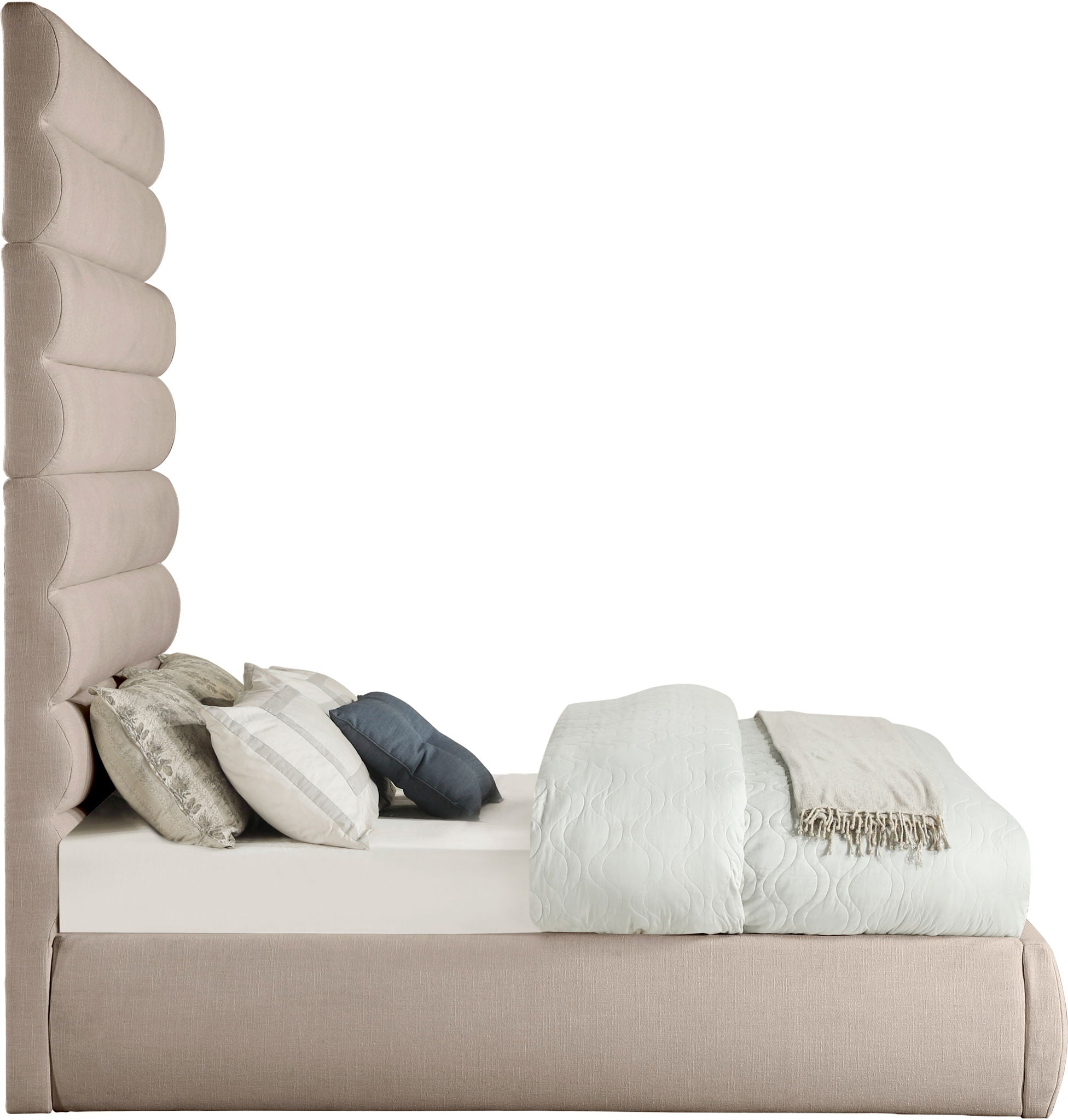 Adam - Linen Fabric Bed With 89" Headboard