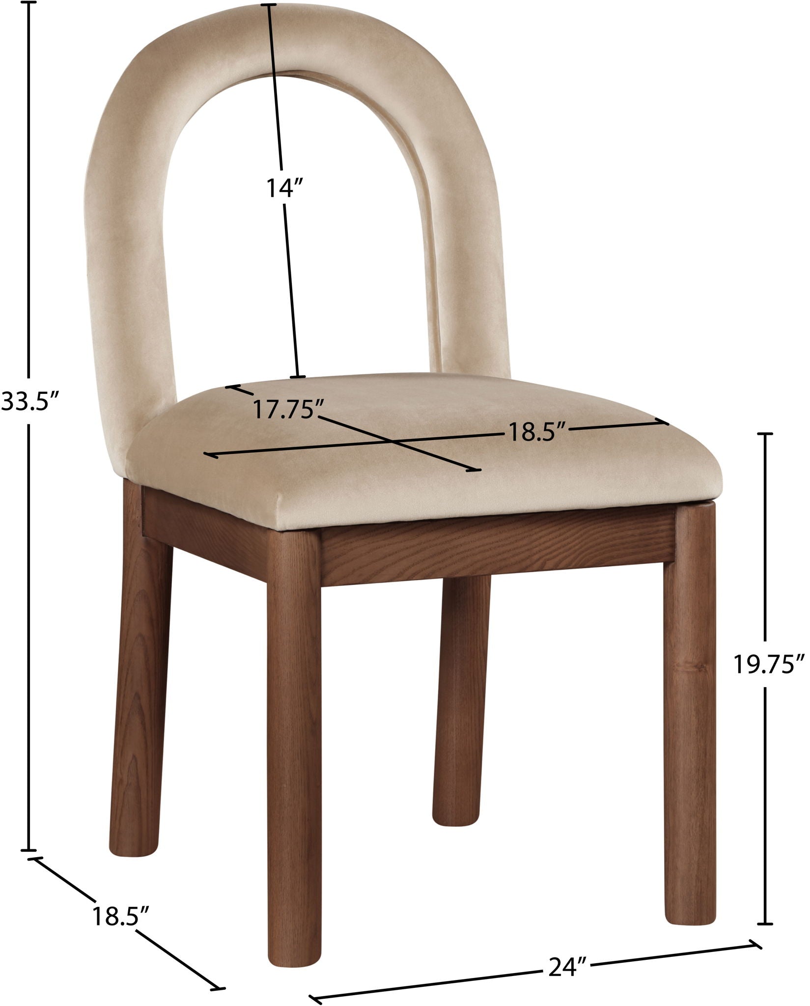 Conrad - Velvet Dining Chair With Brown Legs