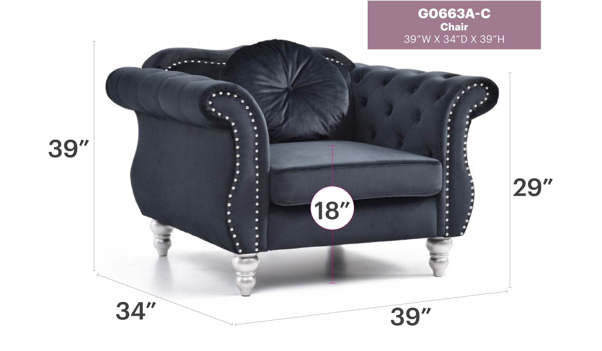 Chic Transitional Flared Arm Chair