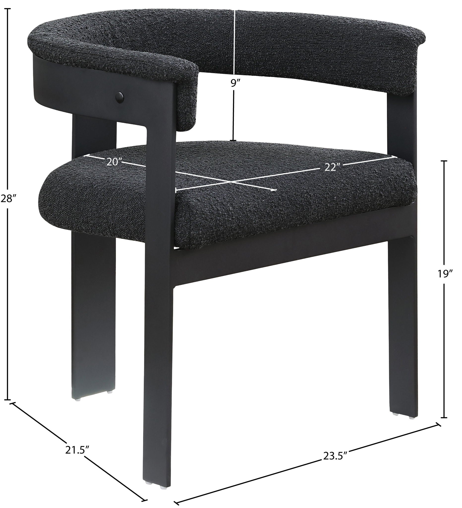 Romeo - Boucle Dining Chair With Black Base (Set of 2)