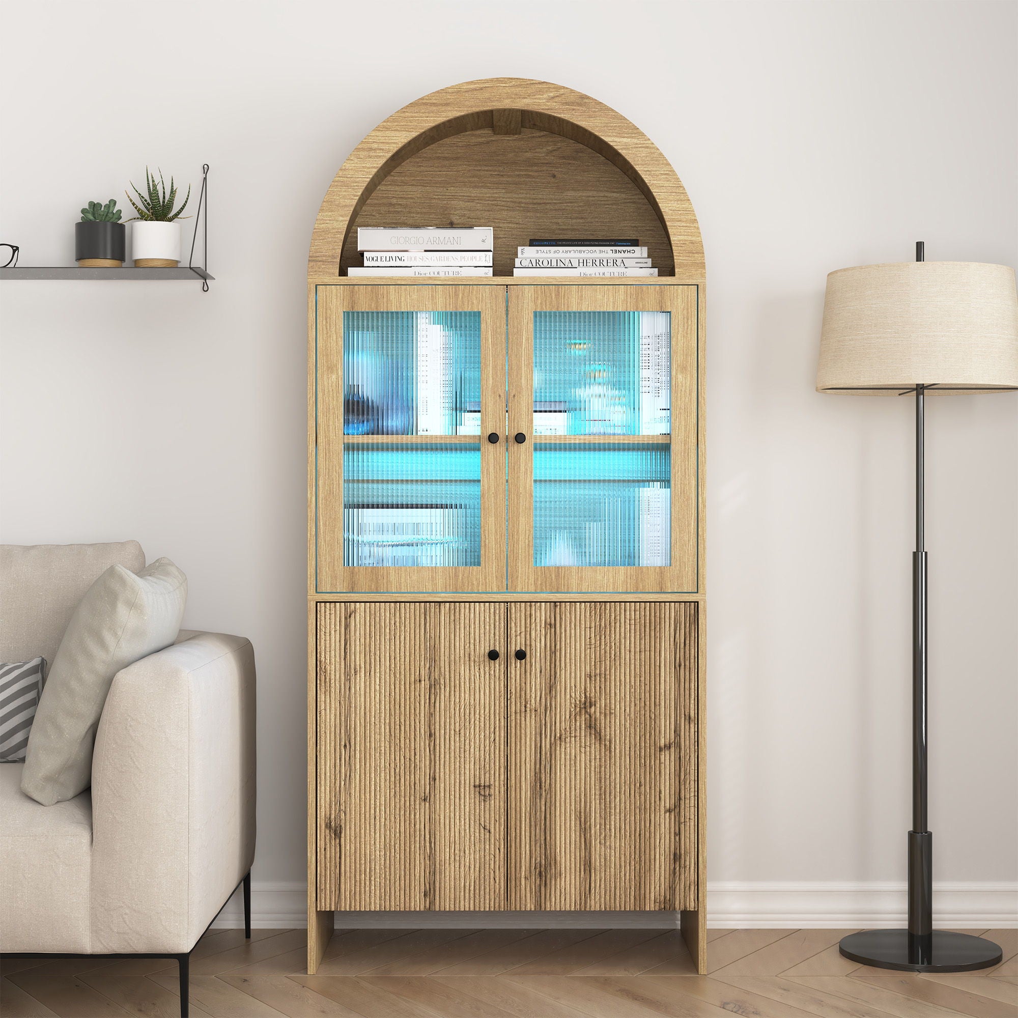 Modern Tech Inspired Dome Cabinet With LED Lighting