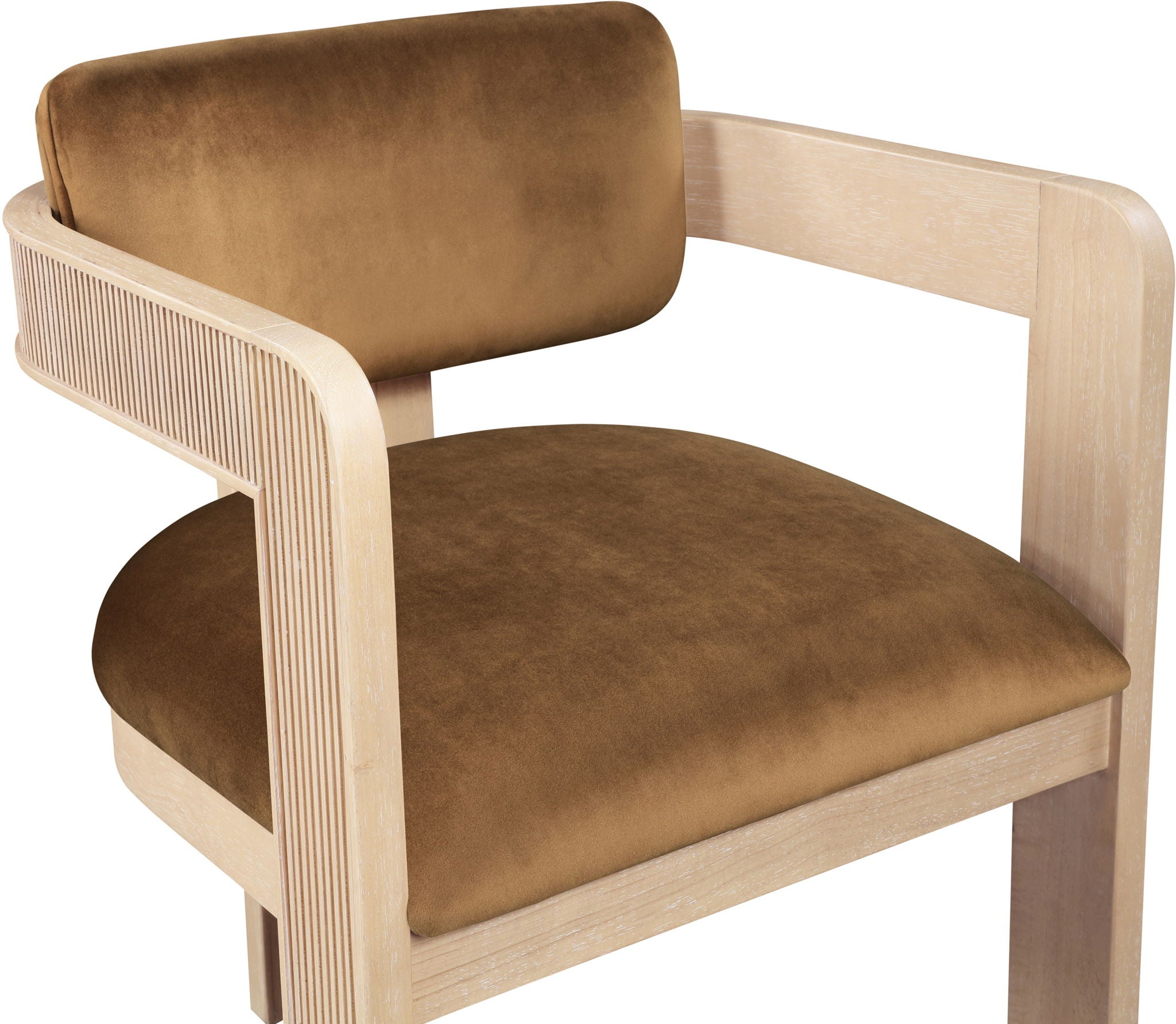 Sacha - Velvet Dining Chair With Natural Base (Set of 2) - Saddle