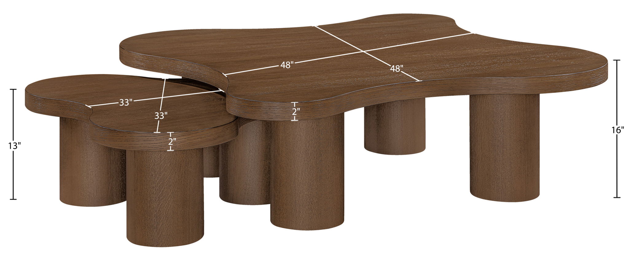 Cove - Oak Veneer And Solid Wood 2 Piece Coffee Table