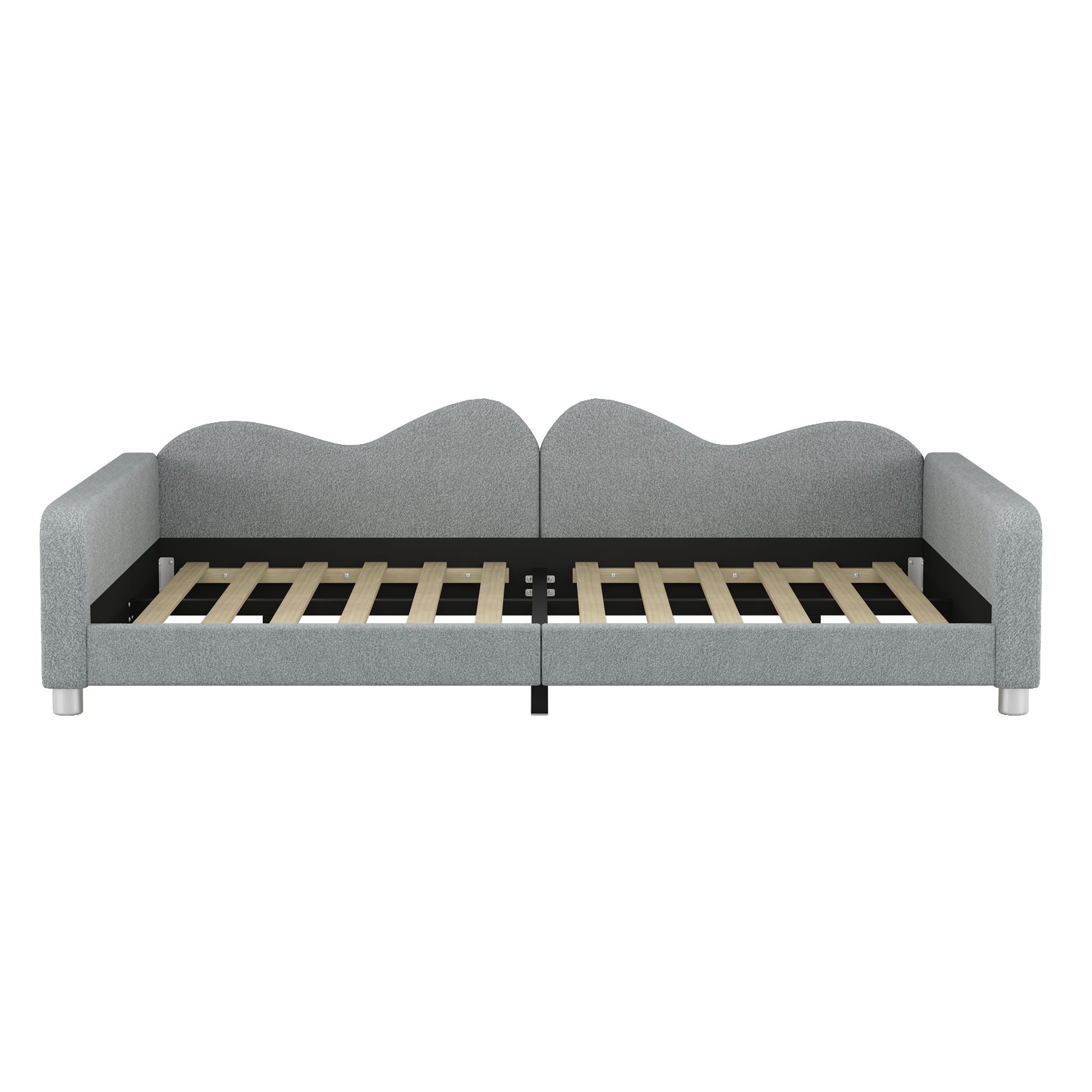Upholstered Daybed, Sherpa Fabric Sofabed With Cloud-Shaped Backrest