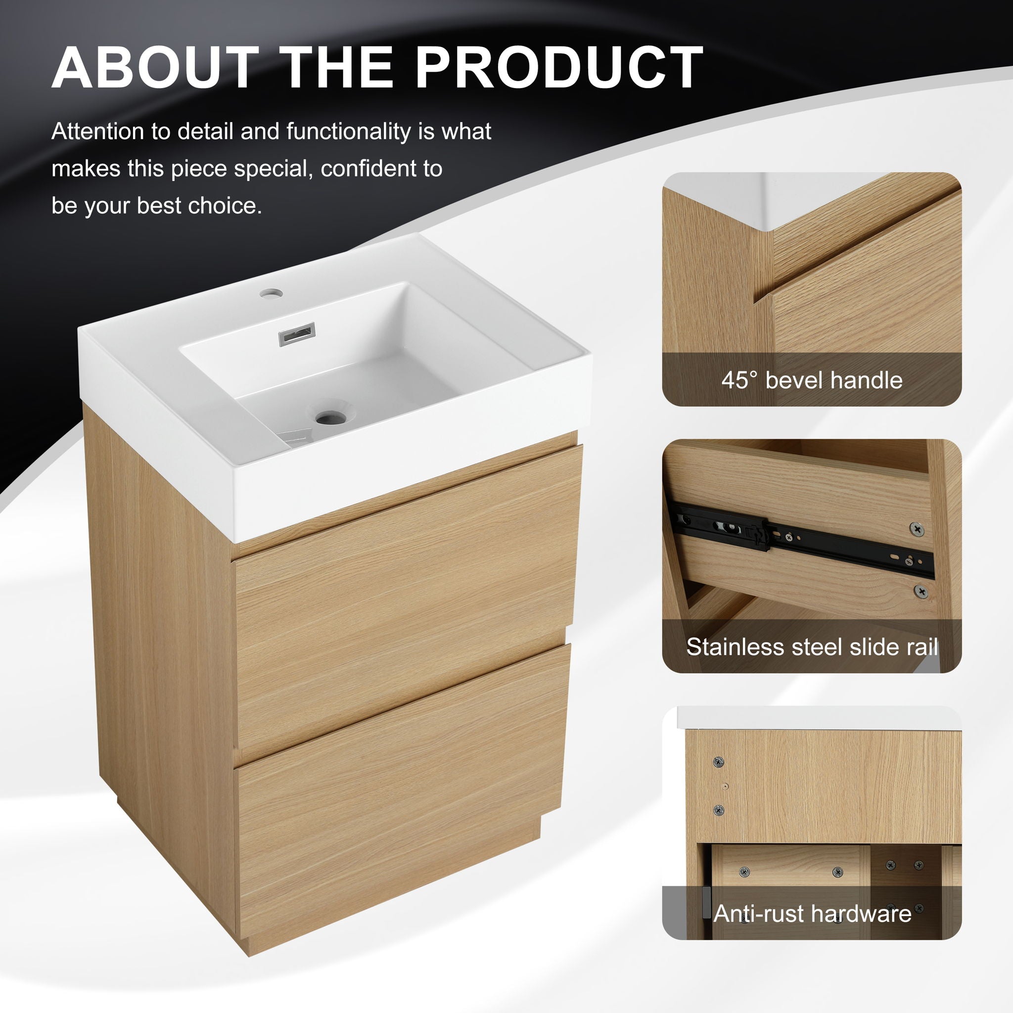 Modern Freestanding Bathroom Vanities With Single Sink Combo