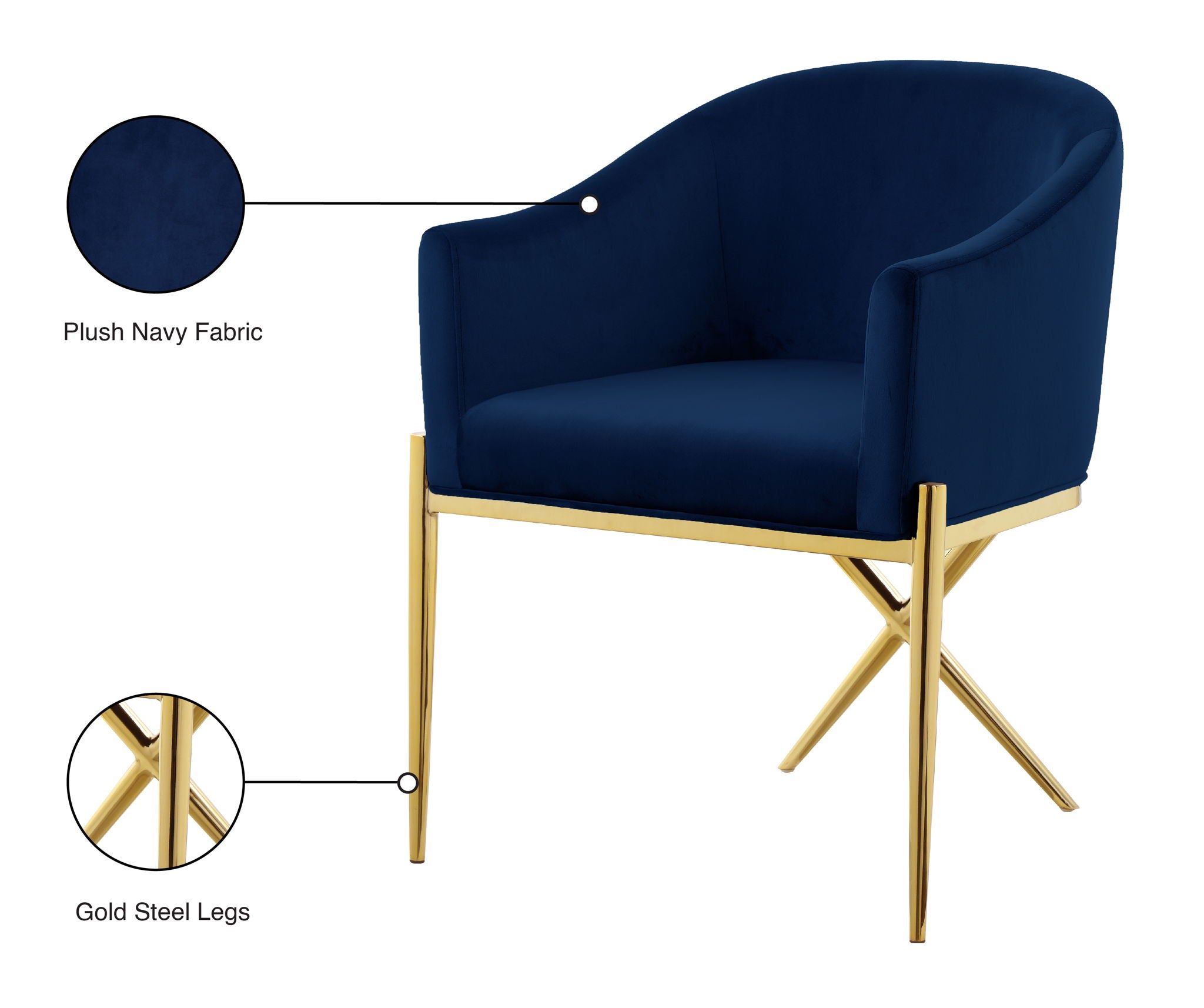 Xavier - Dining Chair with Gold Legs