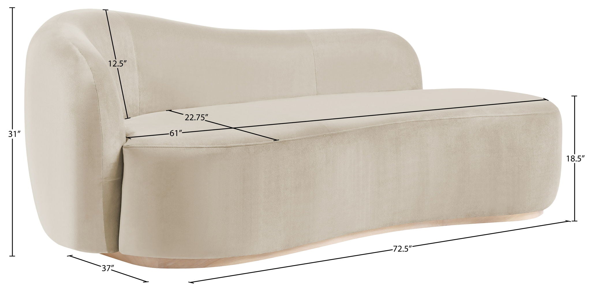 Gustavo - Velvet Upholstered Chaise