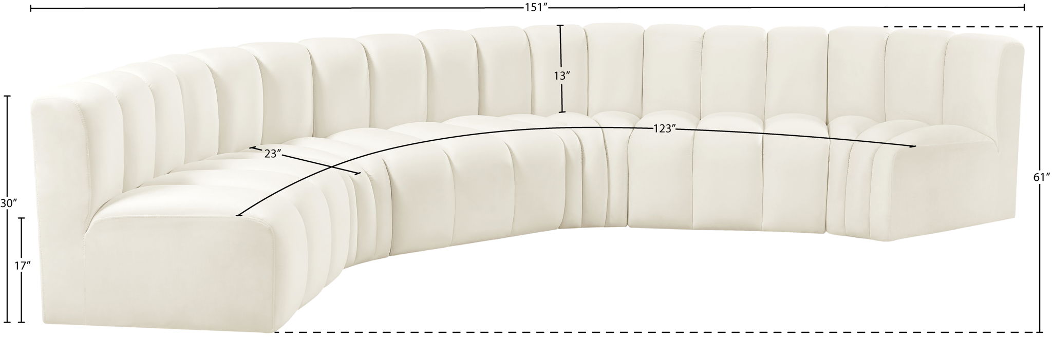 Arc - Velvet 6 Piece U-Shaped Modular Sofa