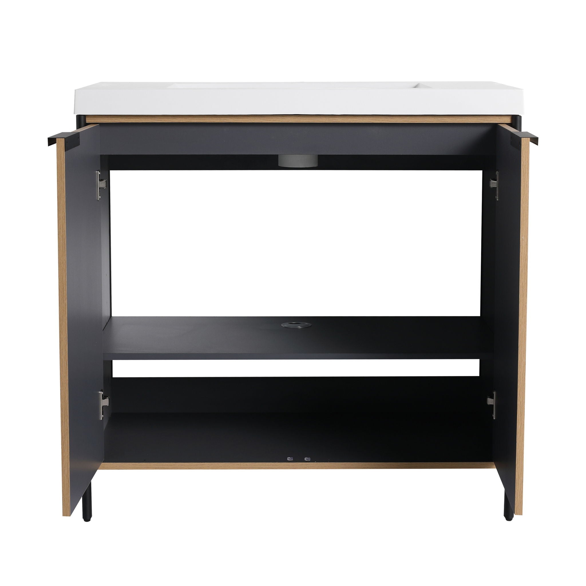 Modern Freestanding Bathroom Vanity With Resin Sink & Soft Close Cabinet Doors