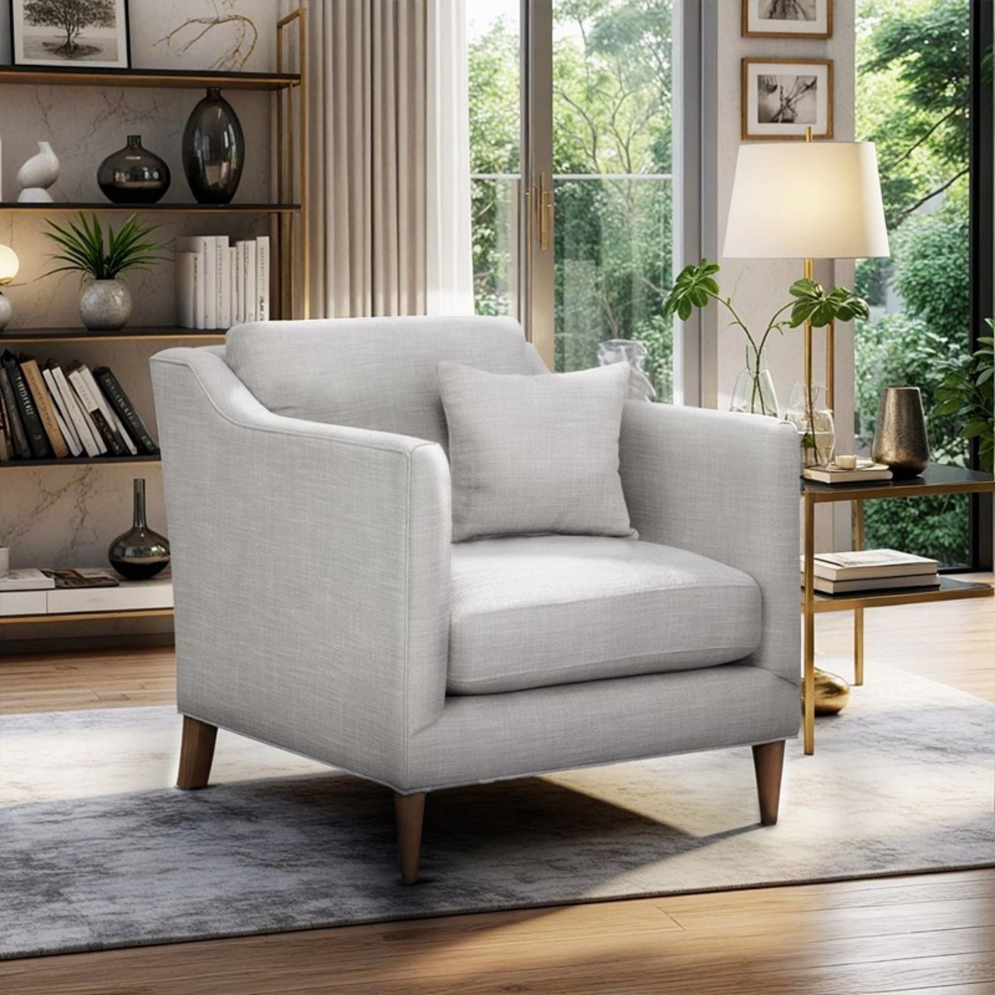 Chair With High Track Arms - Beige