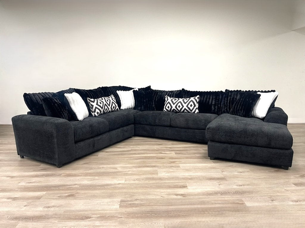 938 Black - Oversized Sectional (Clearance)