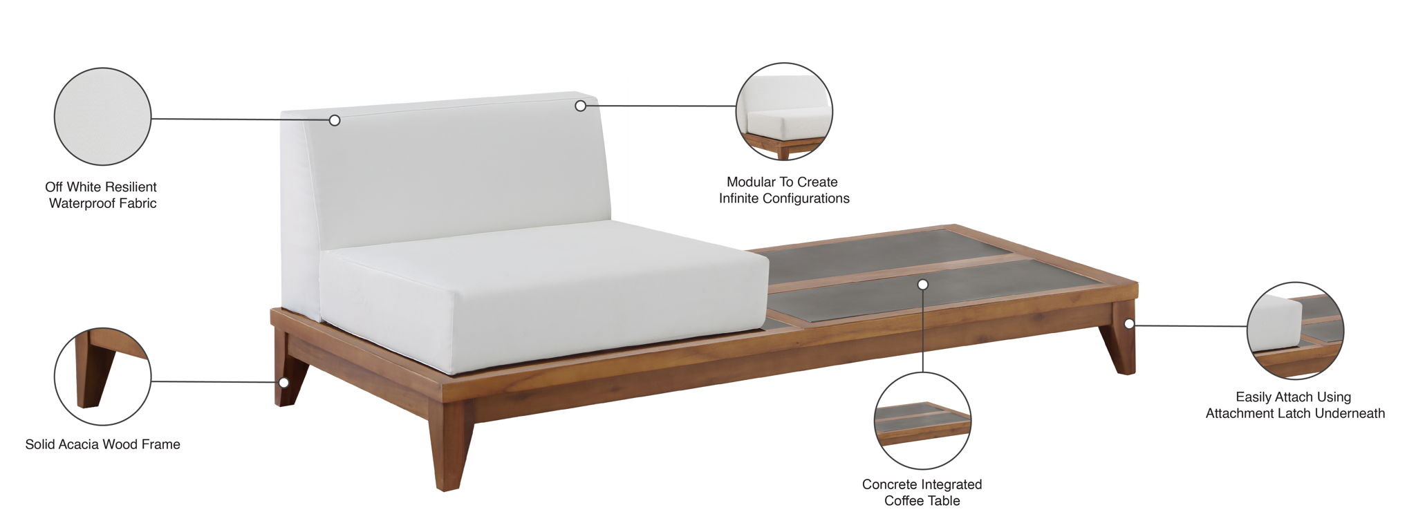Rio - Chair With Integrated Table - Off White