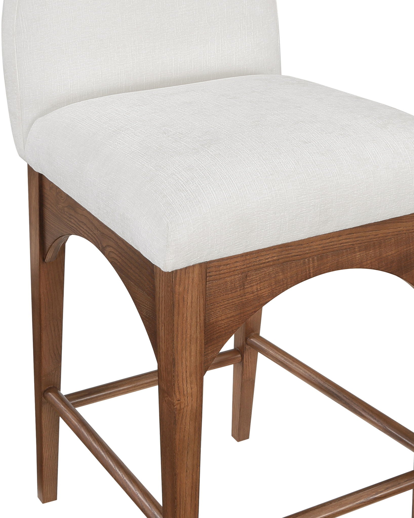 Waldorf - Chenille Stool With Brown Legs