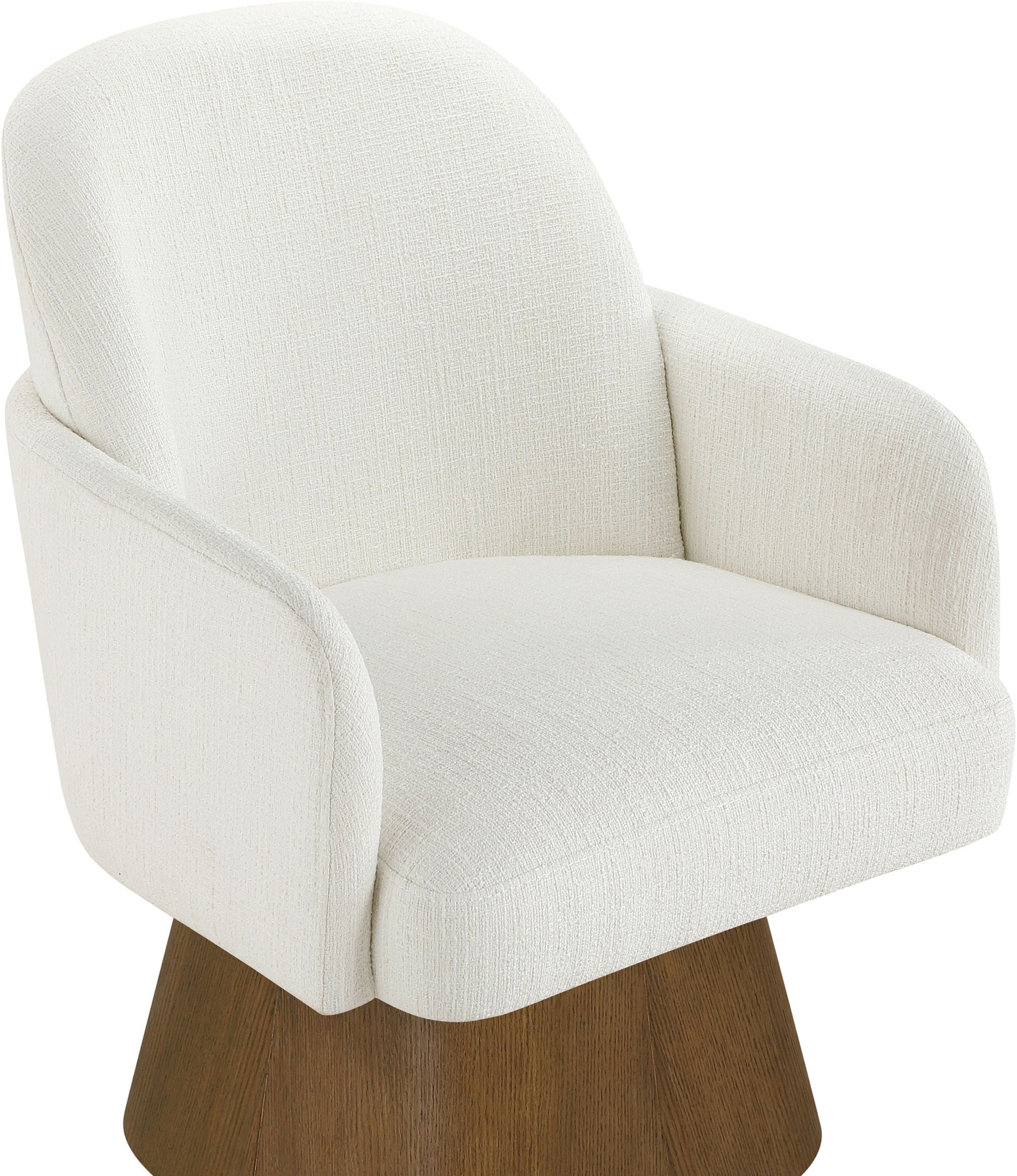 Marlowe - Linen Textured Fabric Upholstered Swivel Dining Arm Chair - Stained Brown