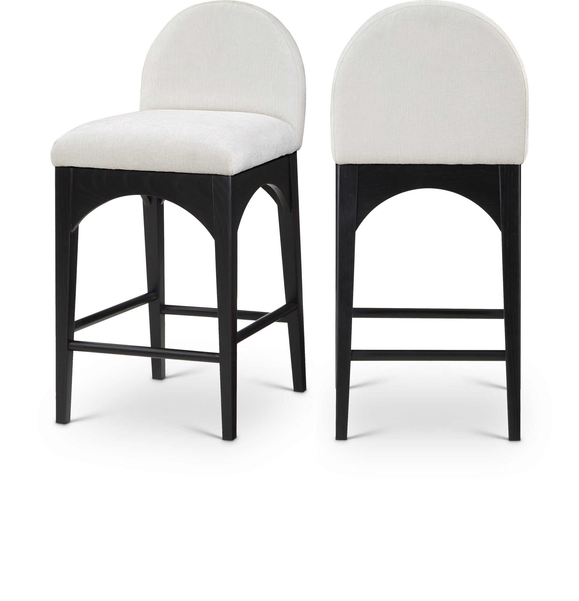 Waldorf - Chenille Stool With Black Legs