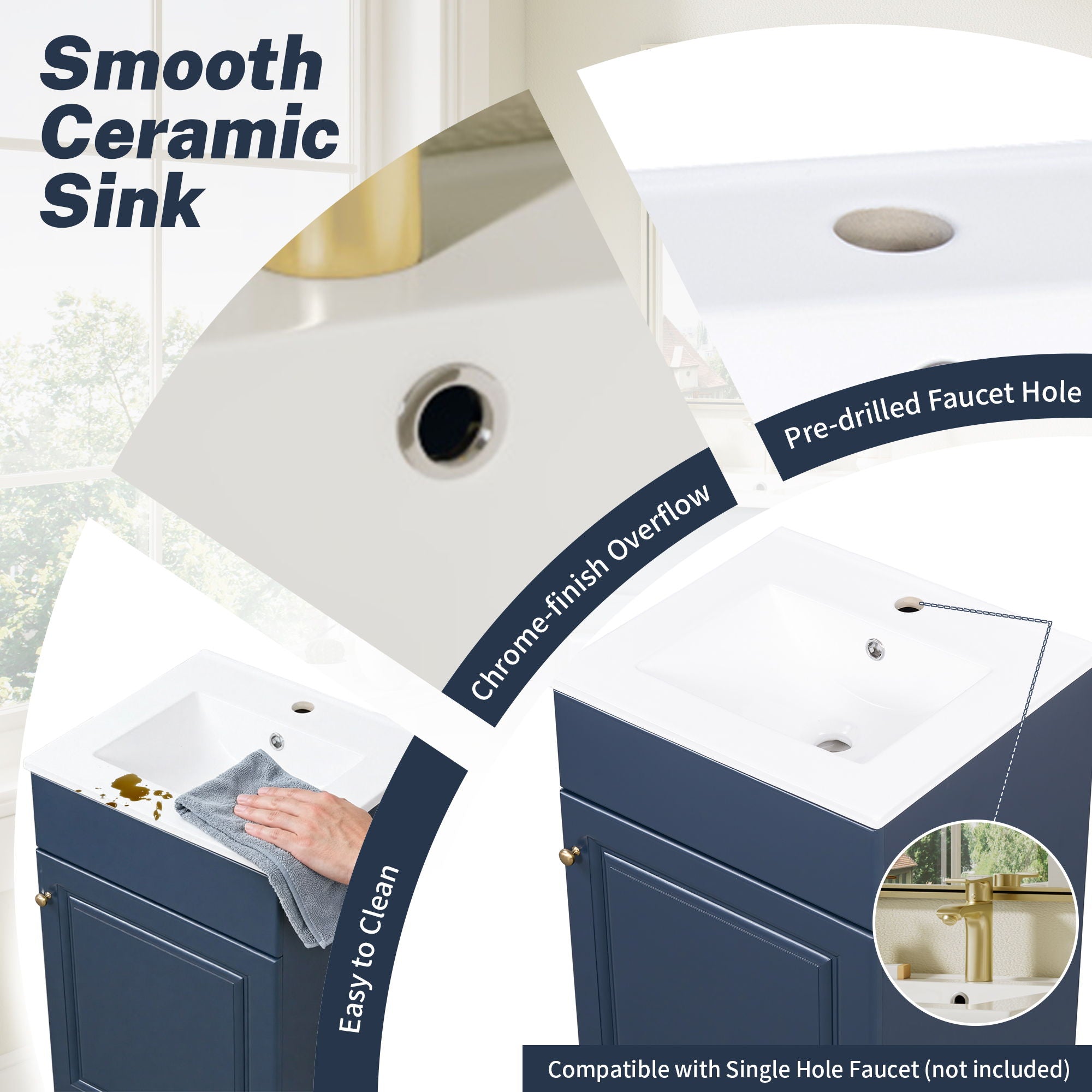 Bathroom Vanity With Sink, Cabinet With Adjustable Shelf