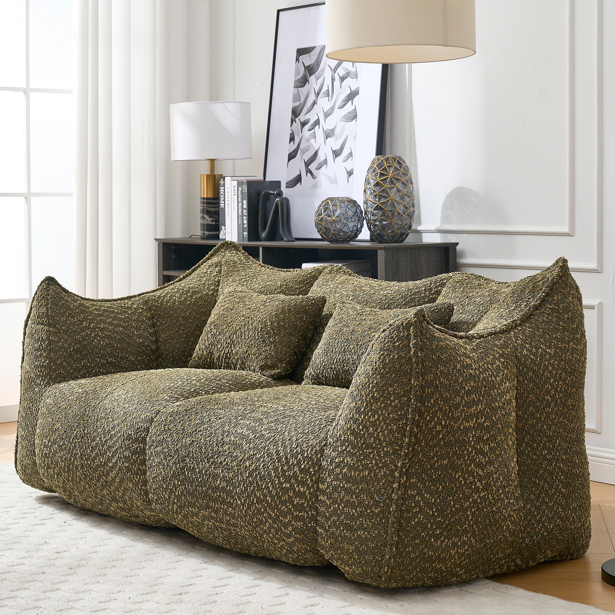 Comfortable Dual Beanbag Chair With High Resilience Foam Core For 2 People