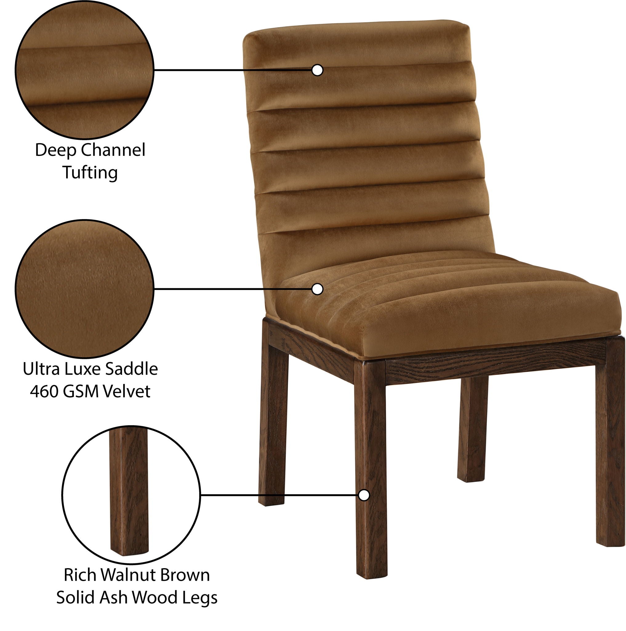 Evelyn - Dining Chair With Brown Legs - Saddle