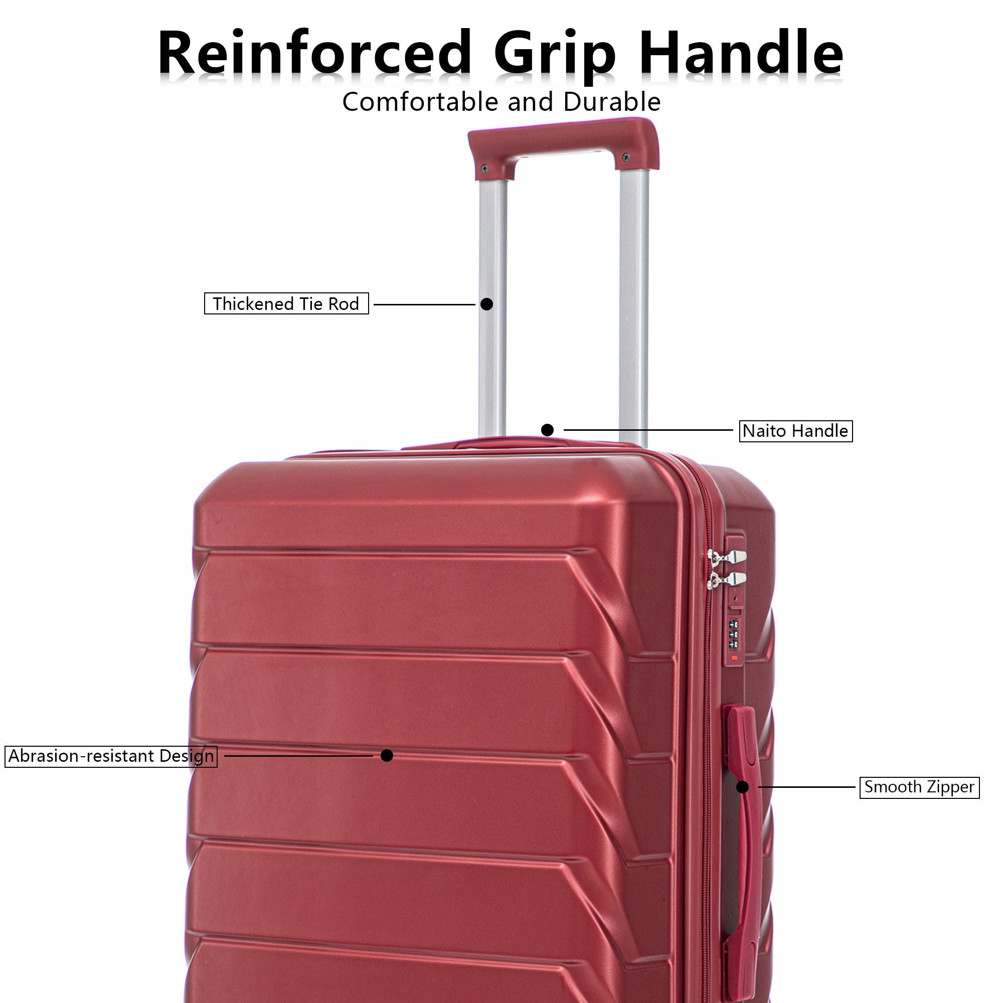 3 Pieces Set 20" / 24" / 28" Spinner Wheel Luggage With Combination Lock
