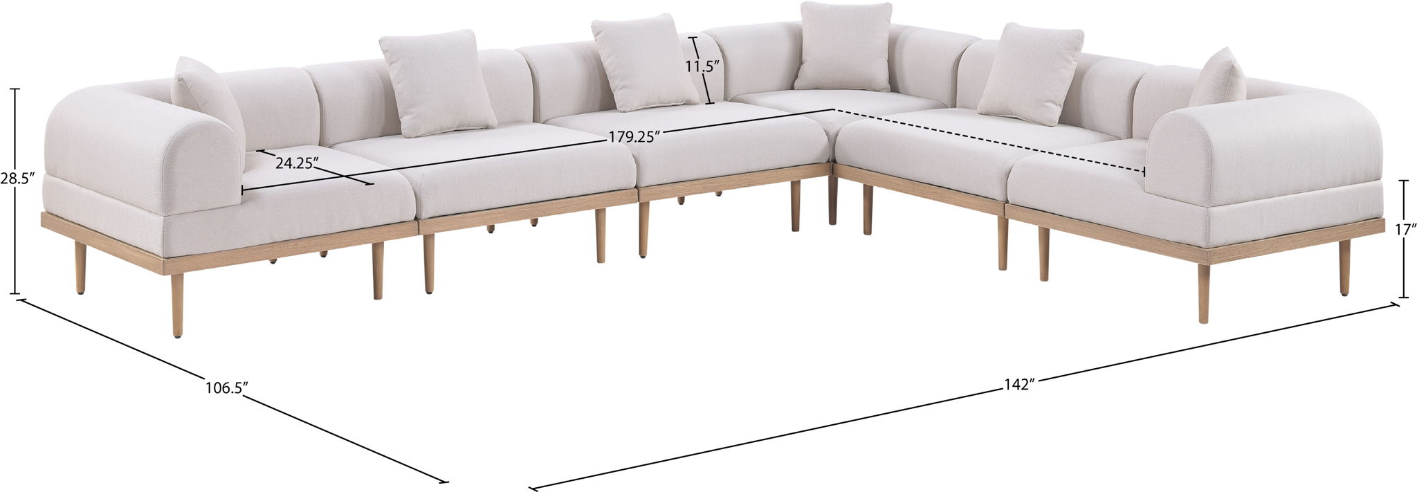 Laguna - 6 Piece 142" Outdoor Patio Modular Sectional