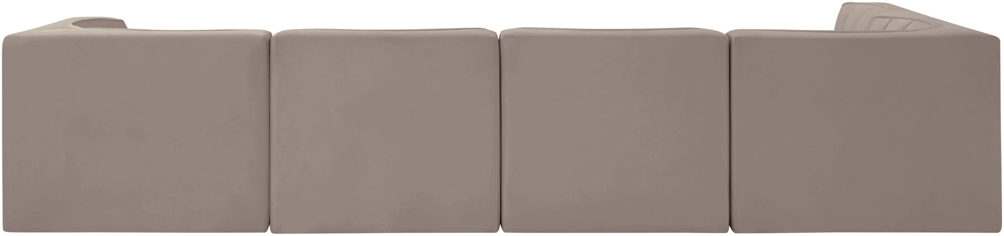Rummi - Velvet Performance Fabric Upholstered 5 Piece Modular Sectional, L-Shaped (Right)