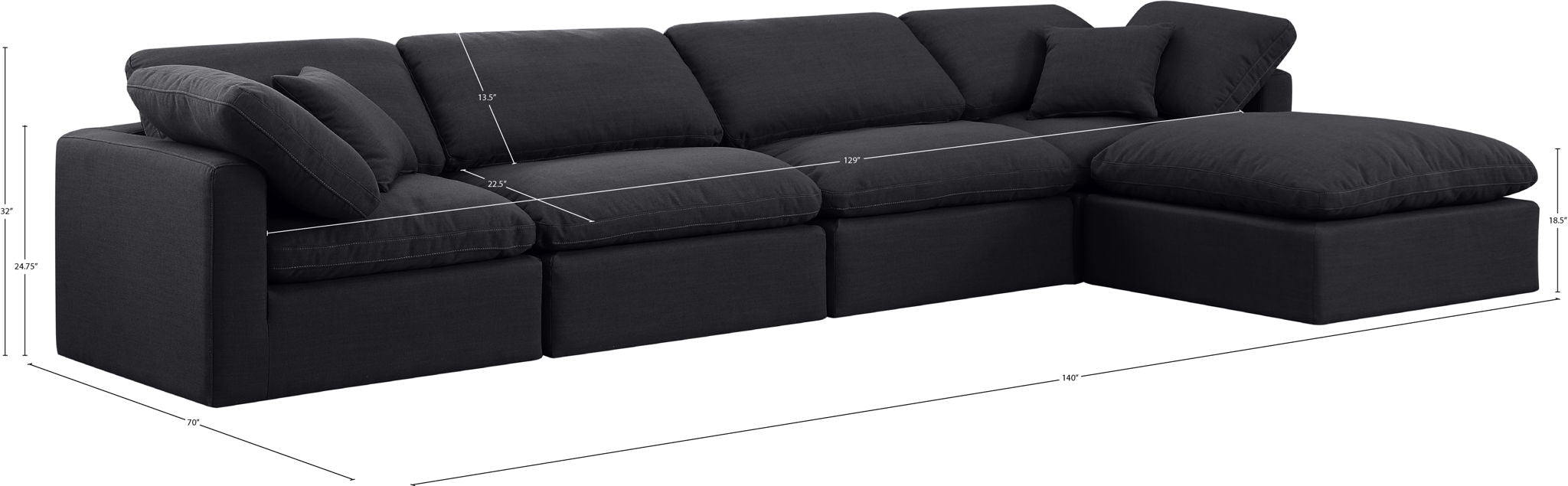 Indulge - Linen 5 Piece Modular Sectional With Chaise