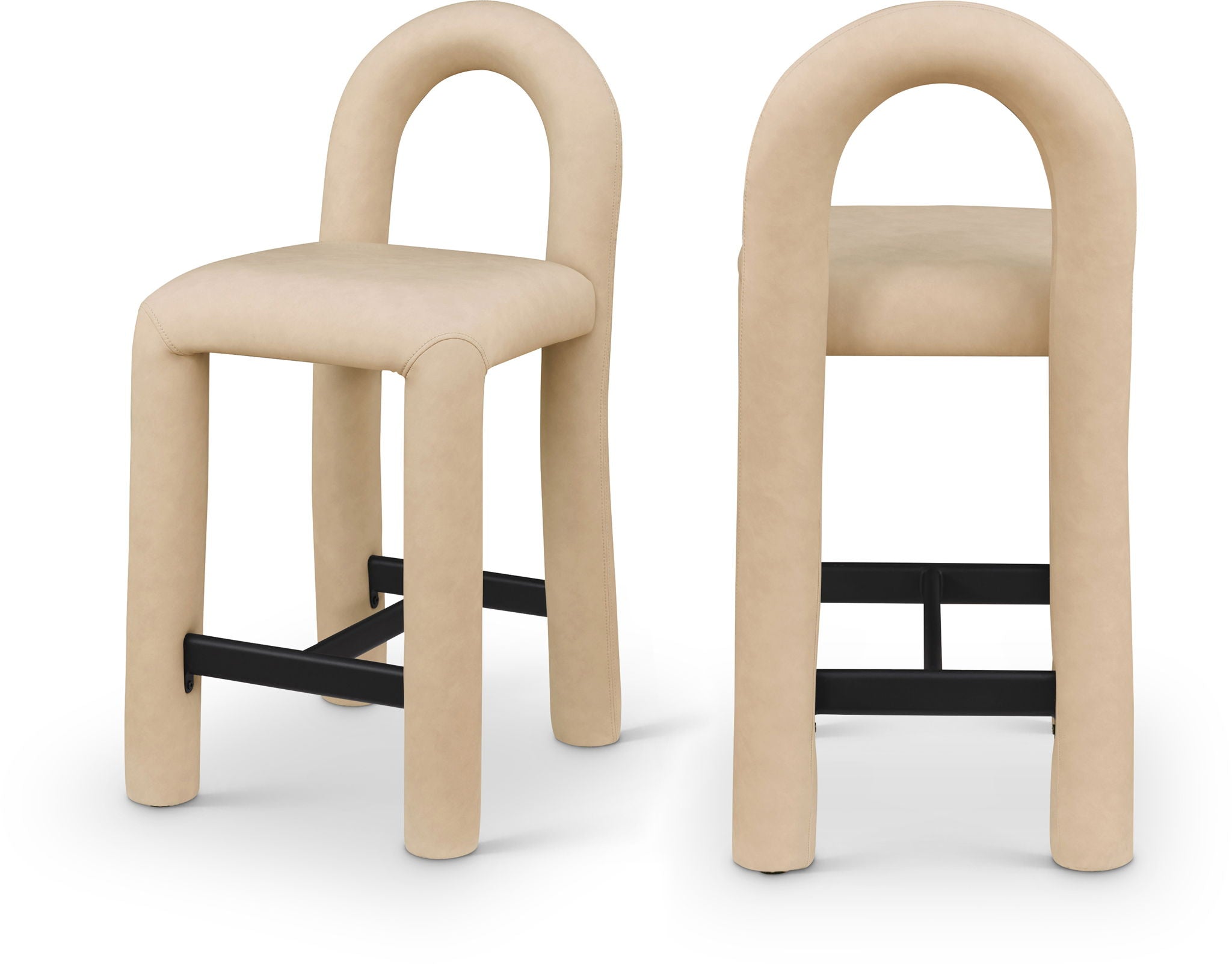 Amari - Vegan Leather and Boucle Fabric Stool