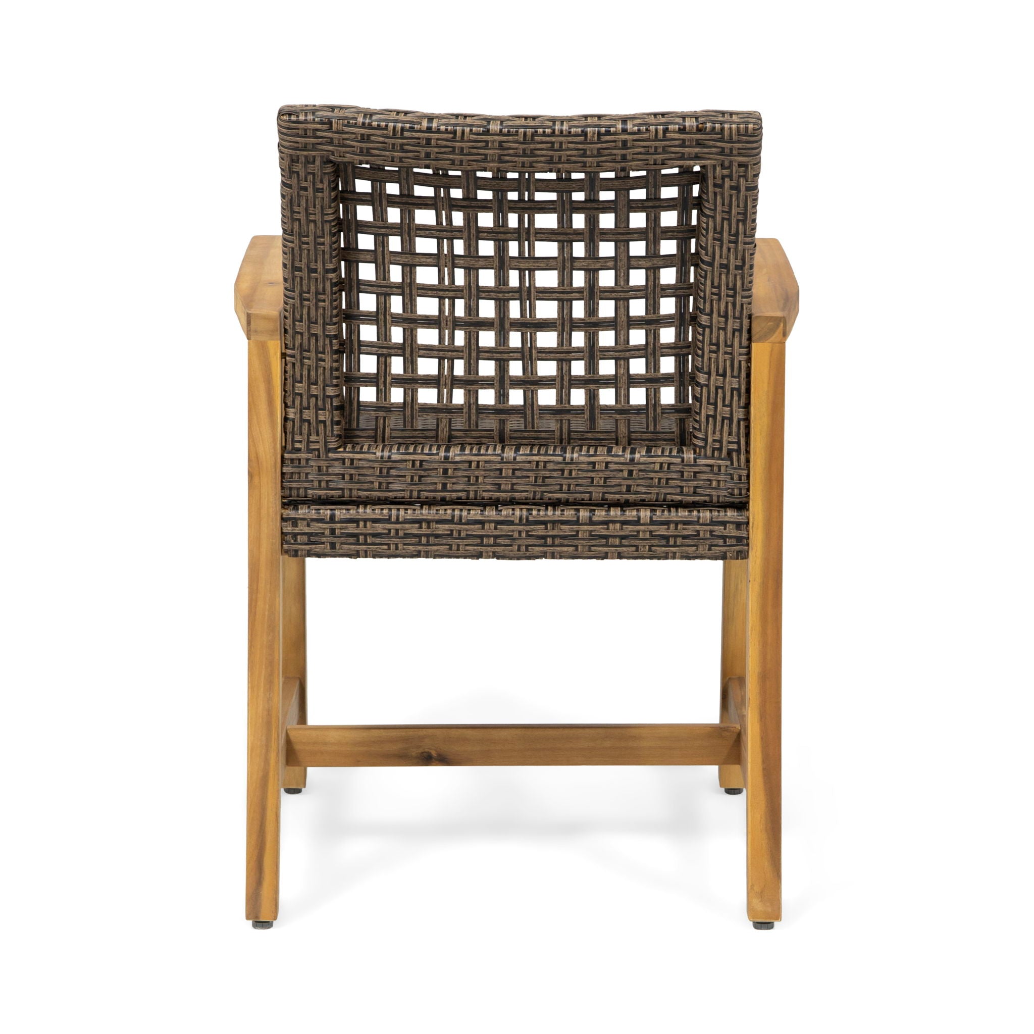 7 Piece Patio Dining Set, Slatted Table & 6 Chairs For Patio Garden - Mocha / Teak