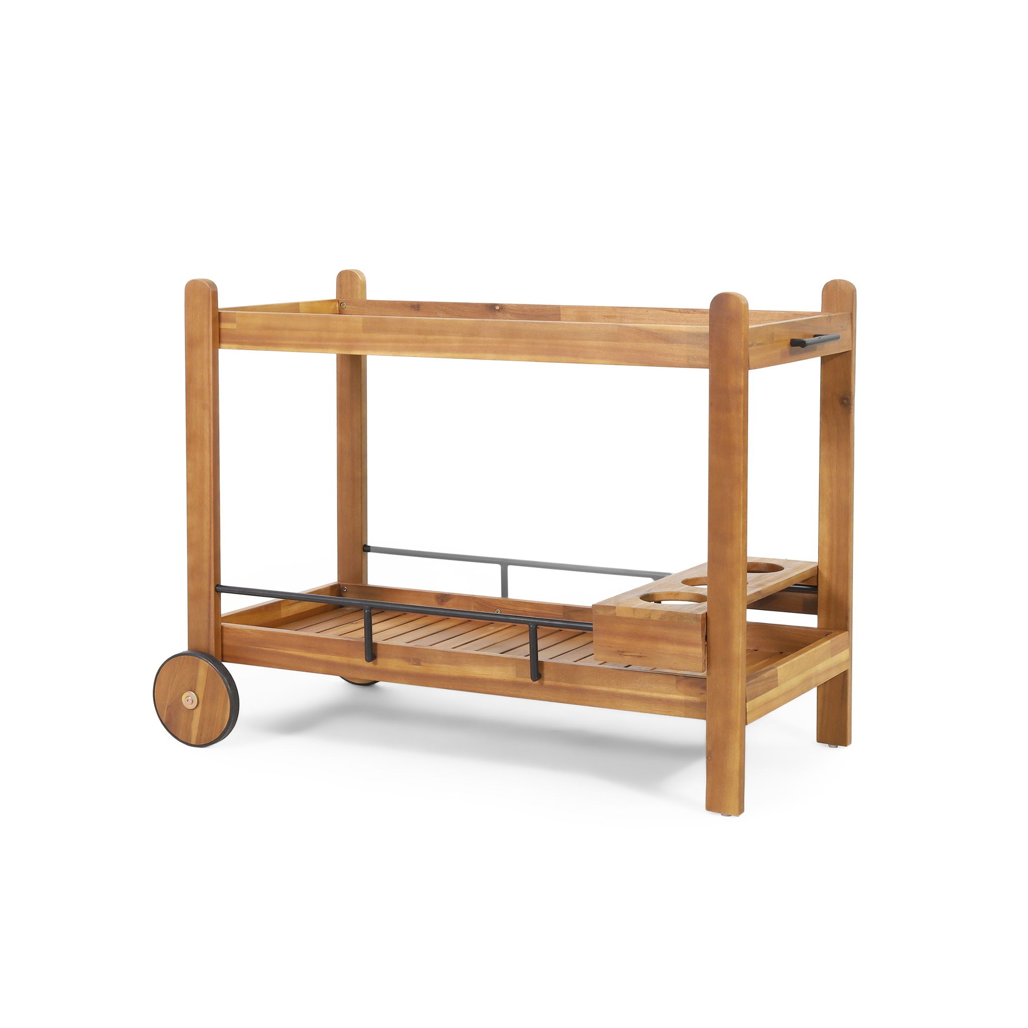 Bar Cart With Wine Bottle Holders, - Black