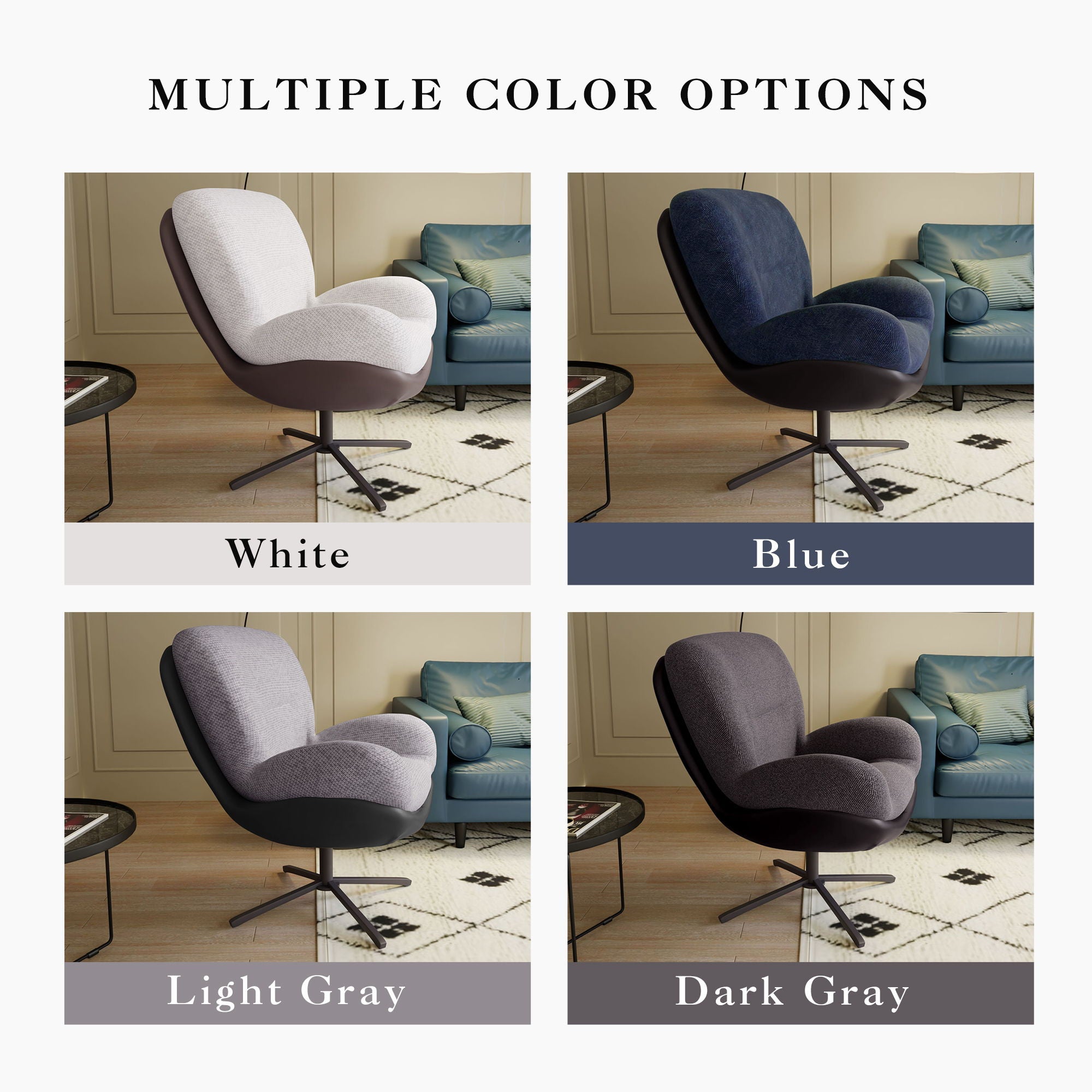 360° Swivel Office Chair, No Wheels