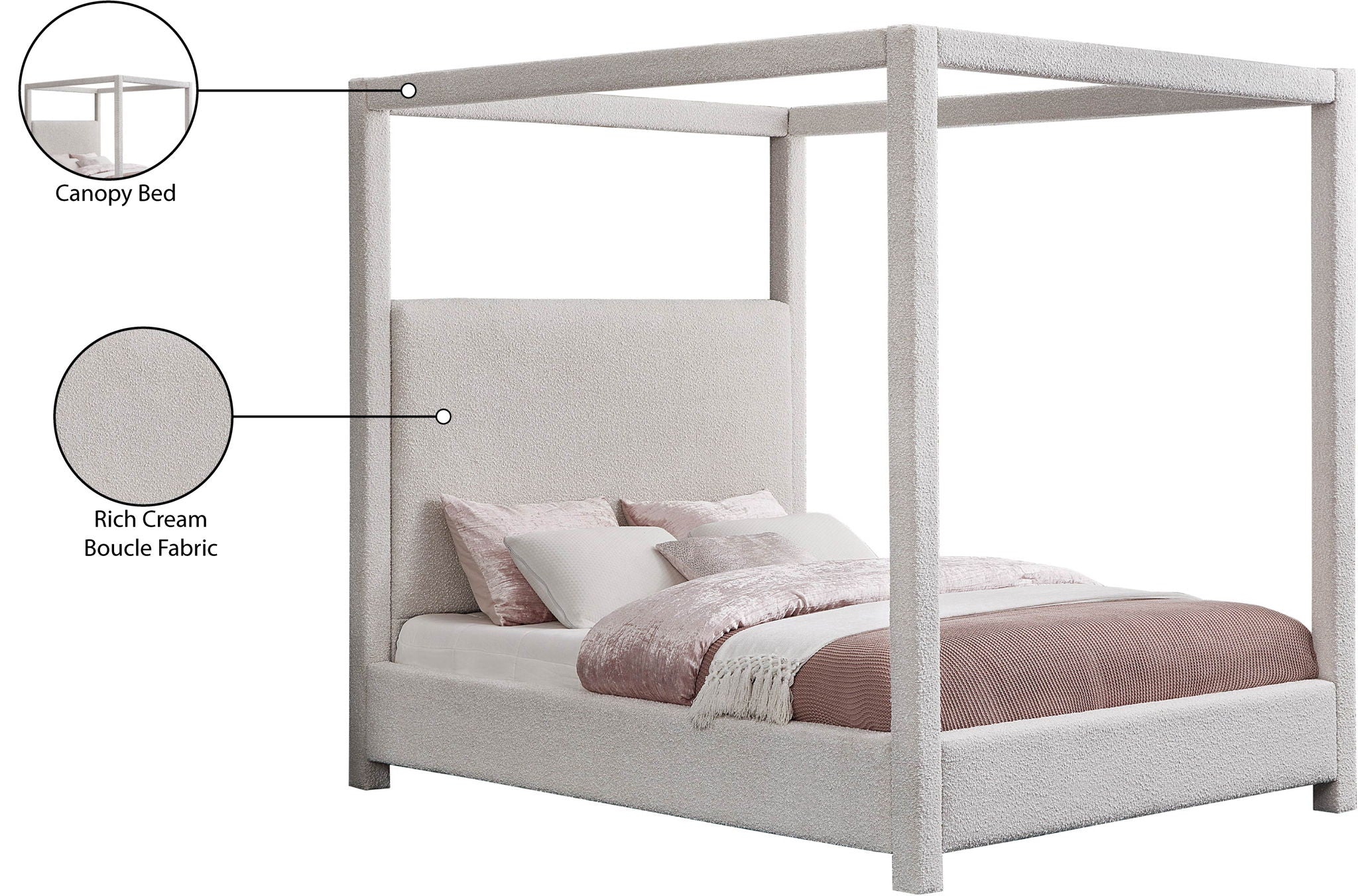 Eden - Boucle Fabric Upholstered Bed