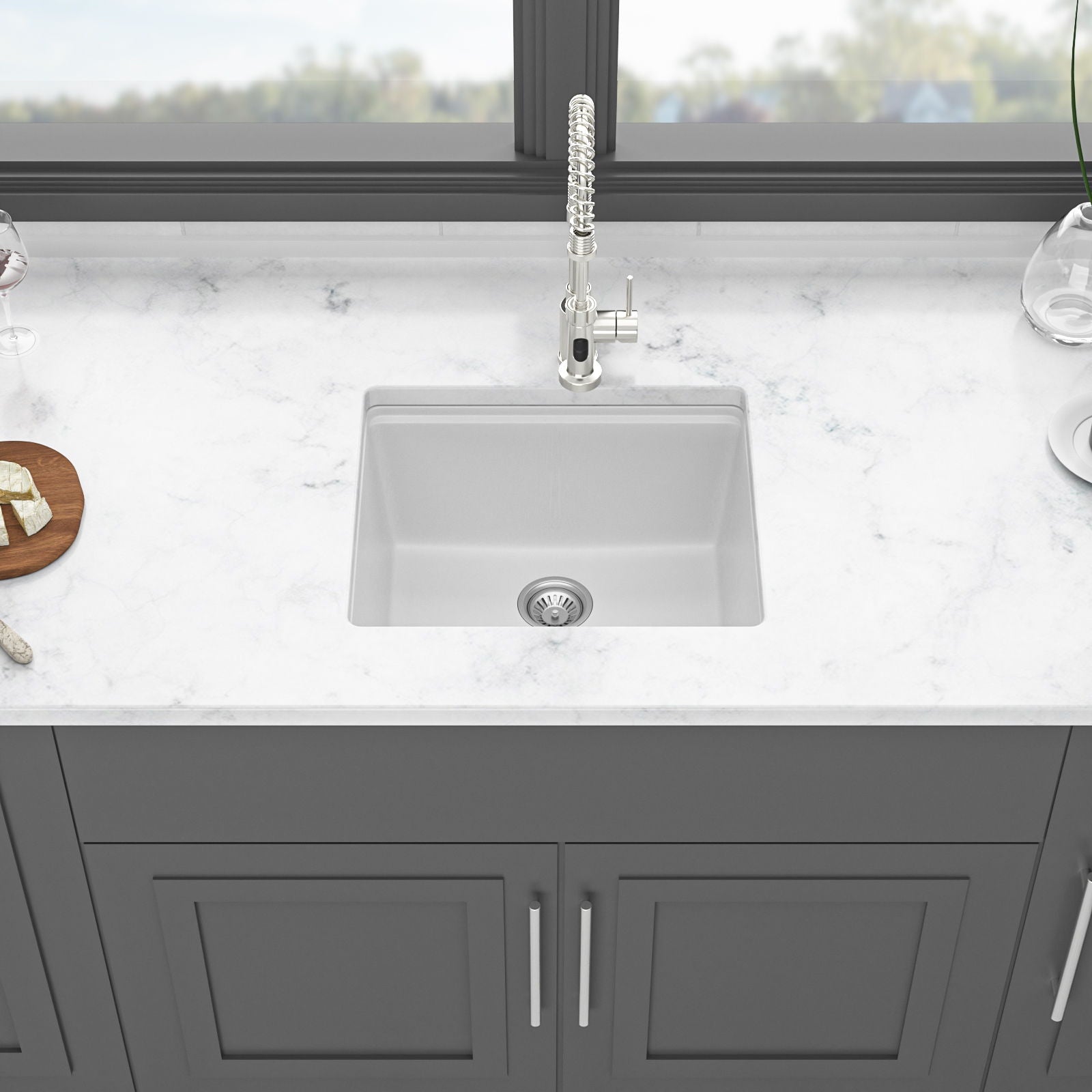 Quartz Composite Kitchen Sink With Workstation, Undermount