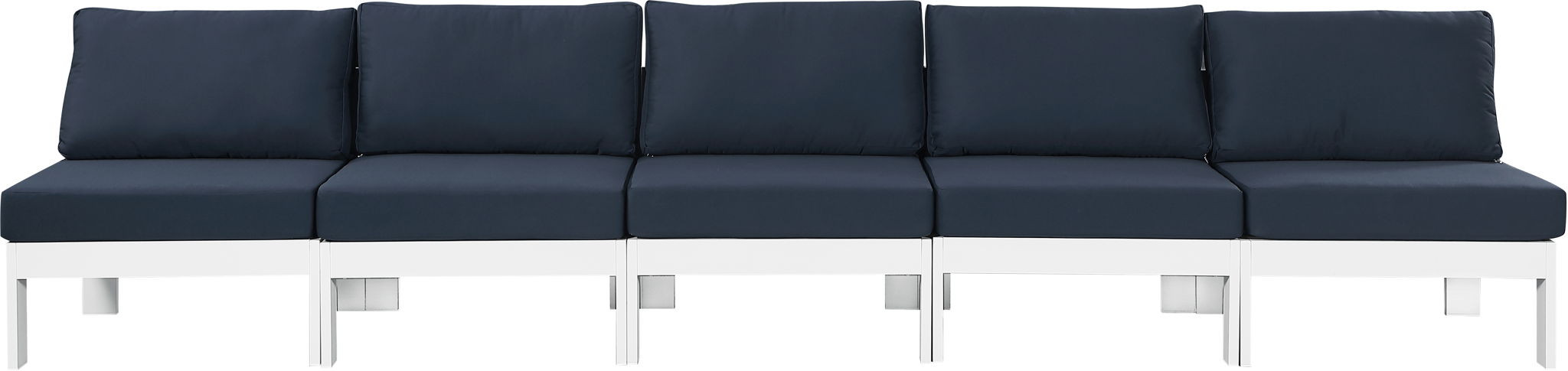 Nizuc - Outdoor Patio 5 Seat Modular Armless Sofa With White Frame