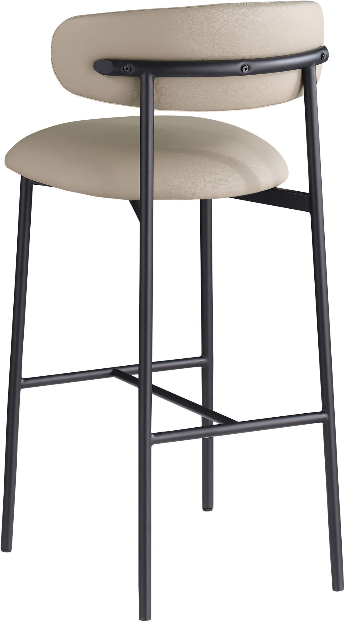 Lupita - Vegan Leather Upholstered Bar Stool (Set of 2) - Taupe / Matte Black
