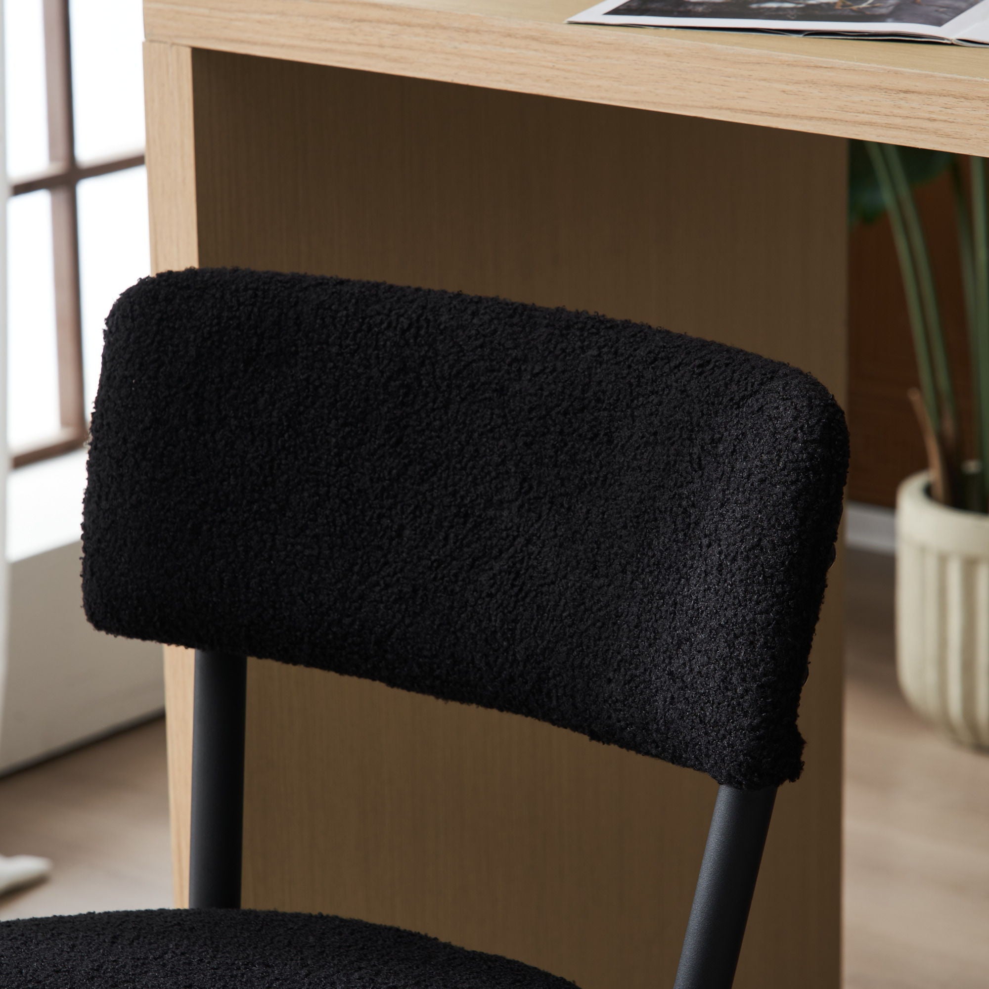 Modern Teddy Fabric Upholstered Bar Stools - Legs