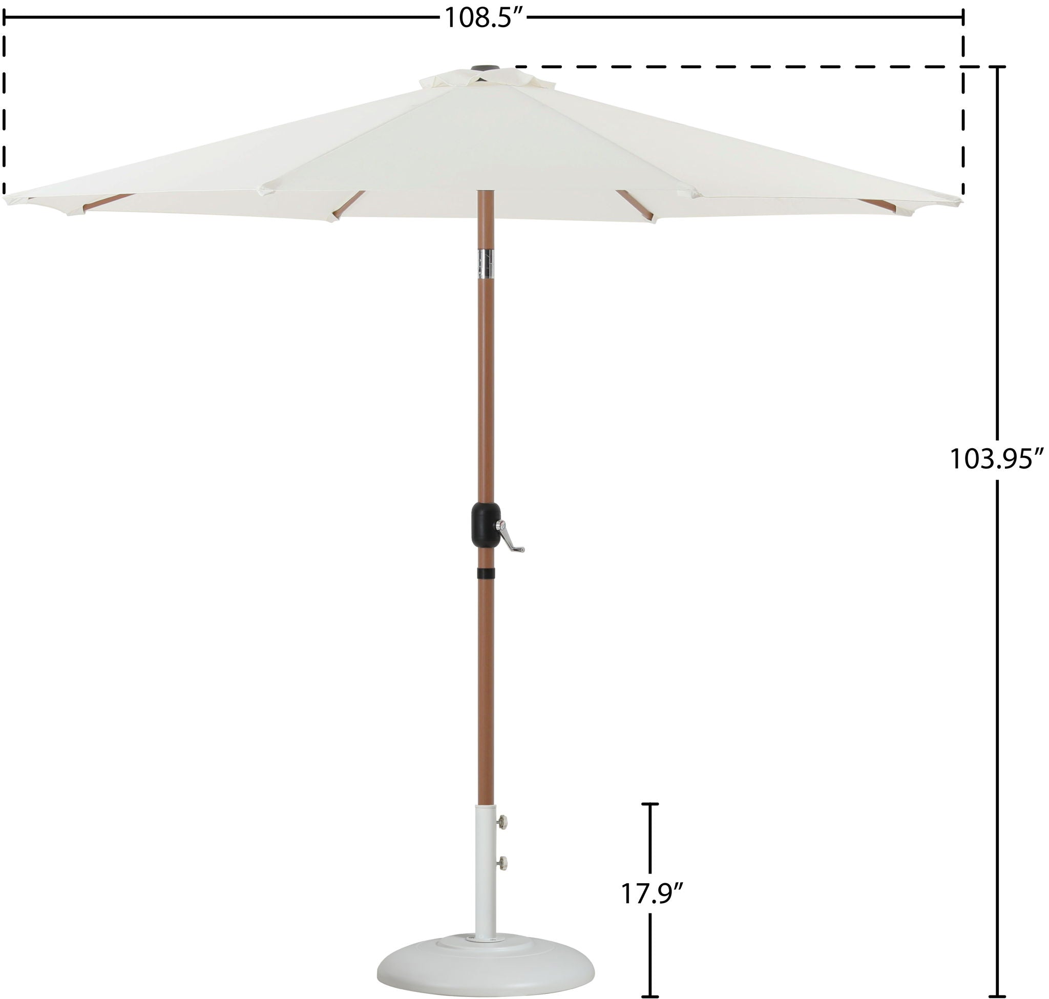 Fiji - Aluminum Patio Umbrella With Round White And Teak Base