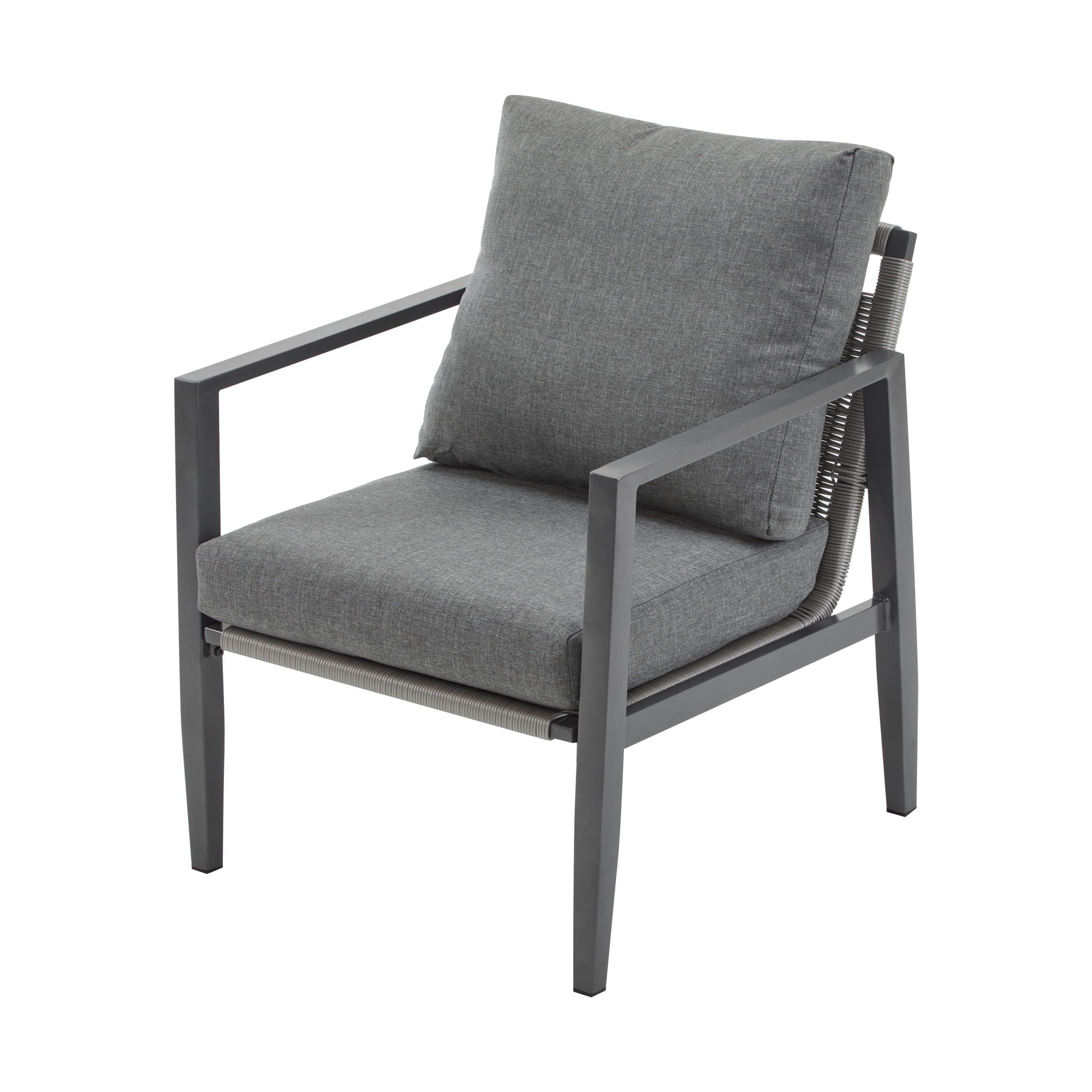 Modern Lounge Chair With Rope Accents And Cushions