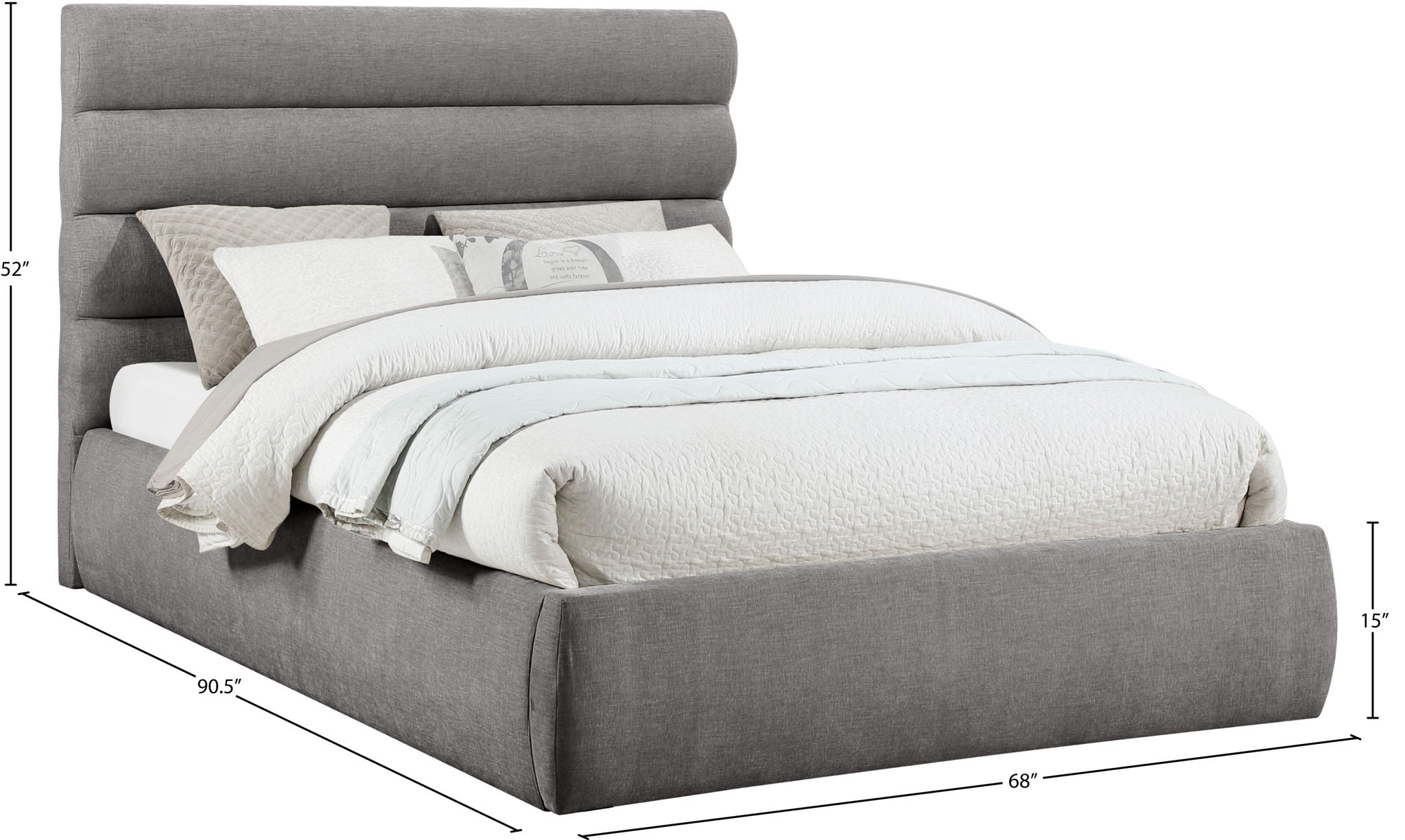Adam - Chenille Fabric Bed With 52" Headboard