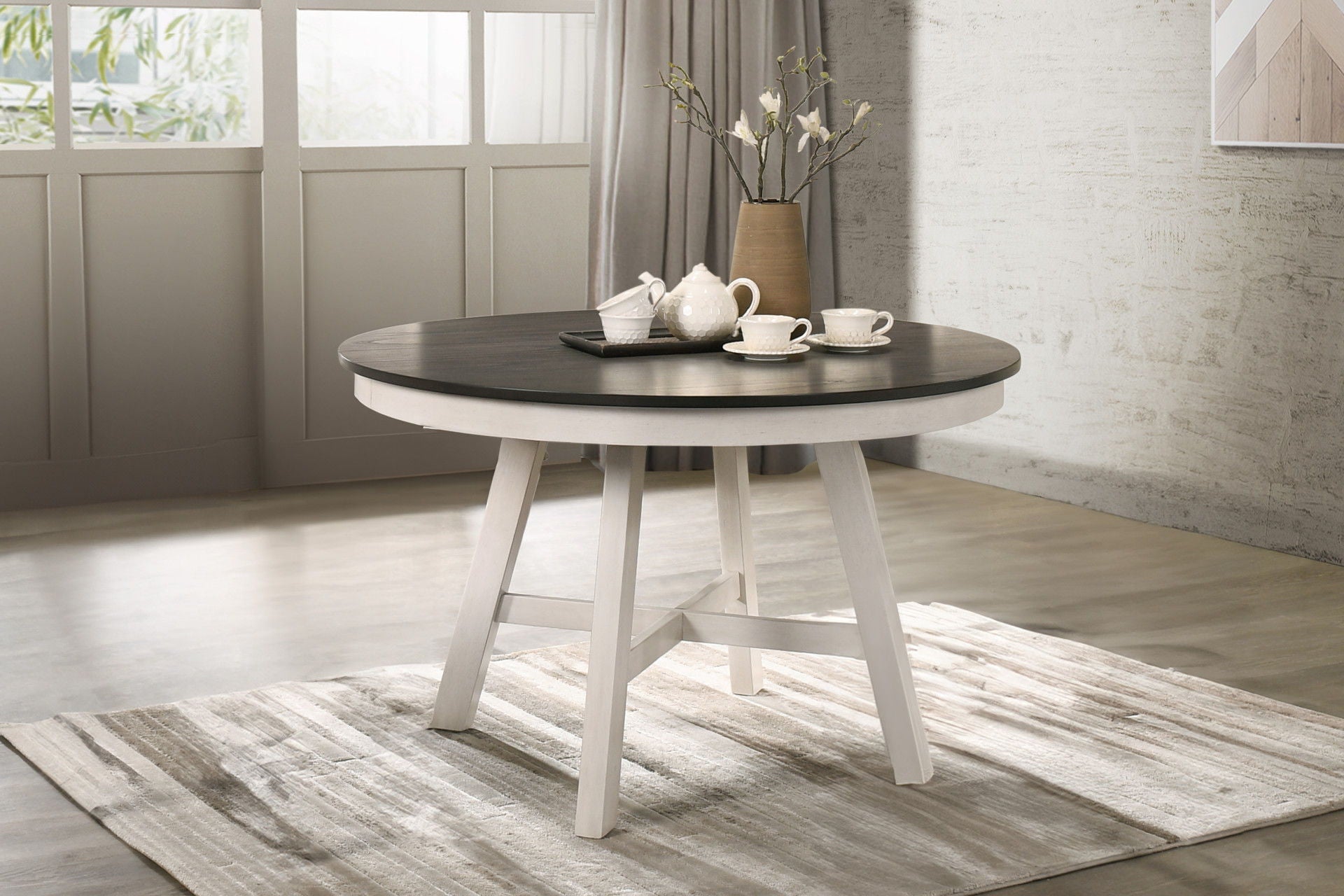 Maisie - Round Table - White / Brown
