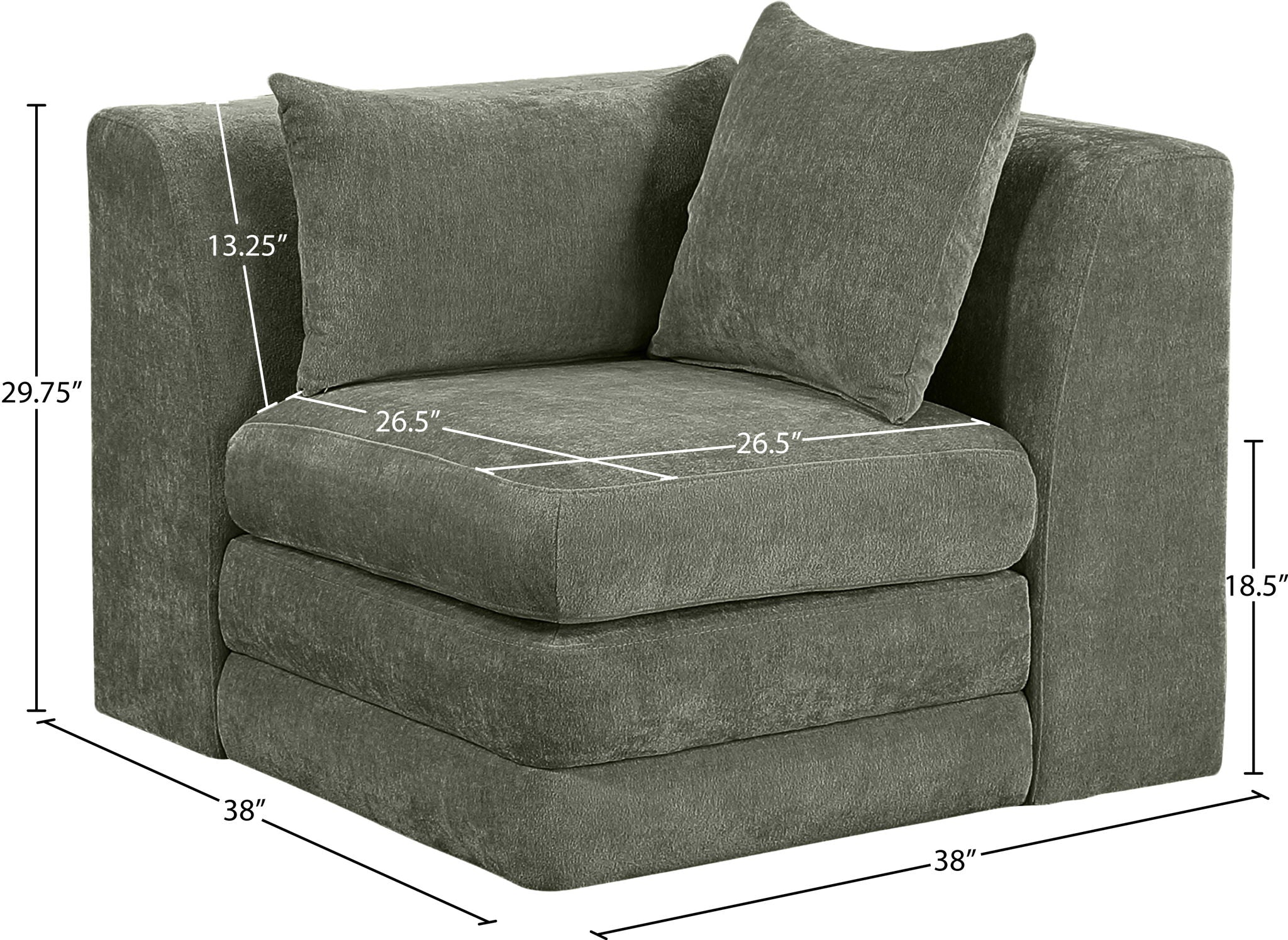 Stellar - Chenille Fabric Upholstered Modular Corner Chair