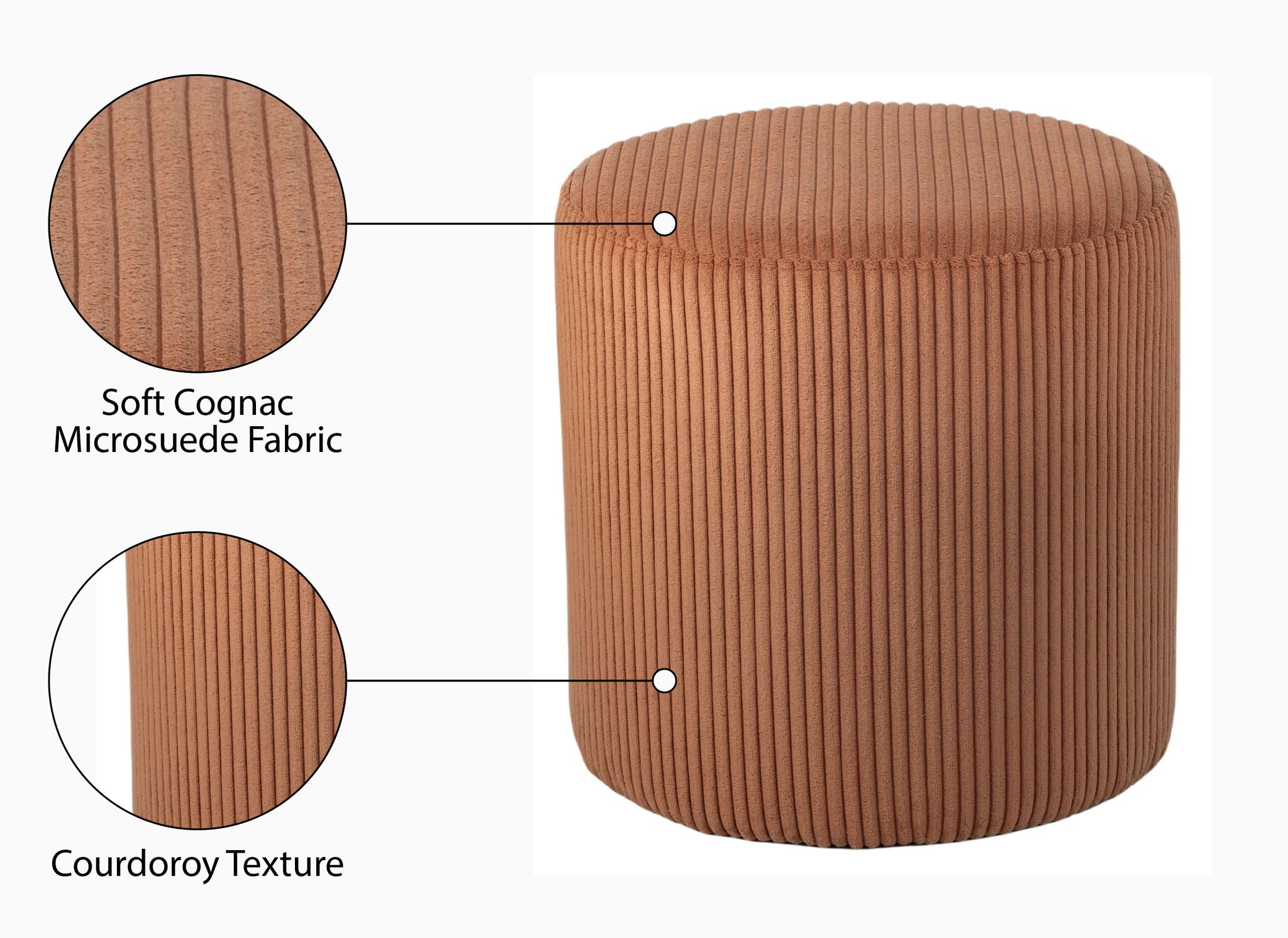 Roy - Round Microsuede Ottoman / Stool