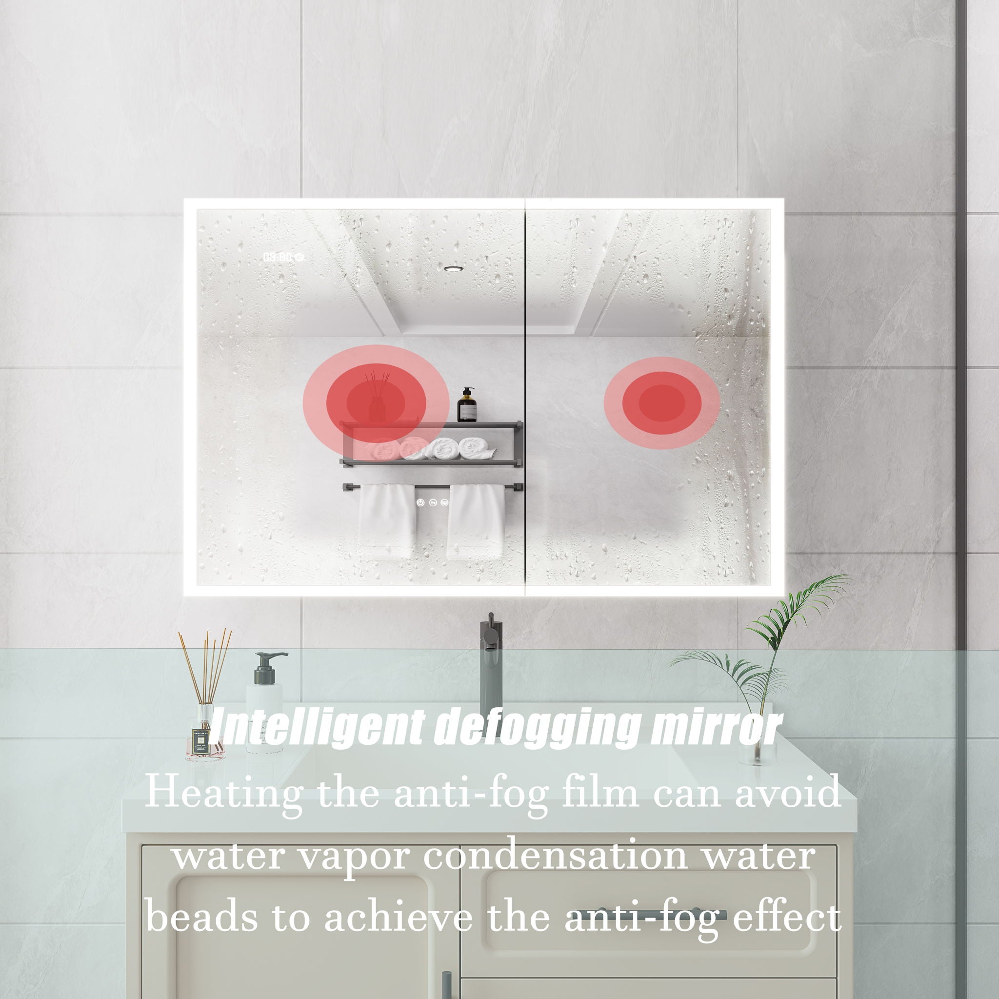 Bathroom Medicine Cabinet With Lights, LED Medicine Cabinet With Mirror, Lighted Medicine Cabinet With Defogger