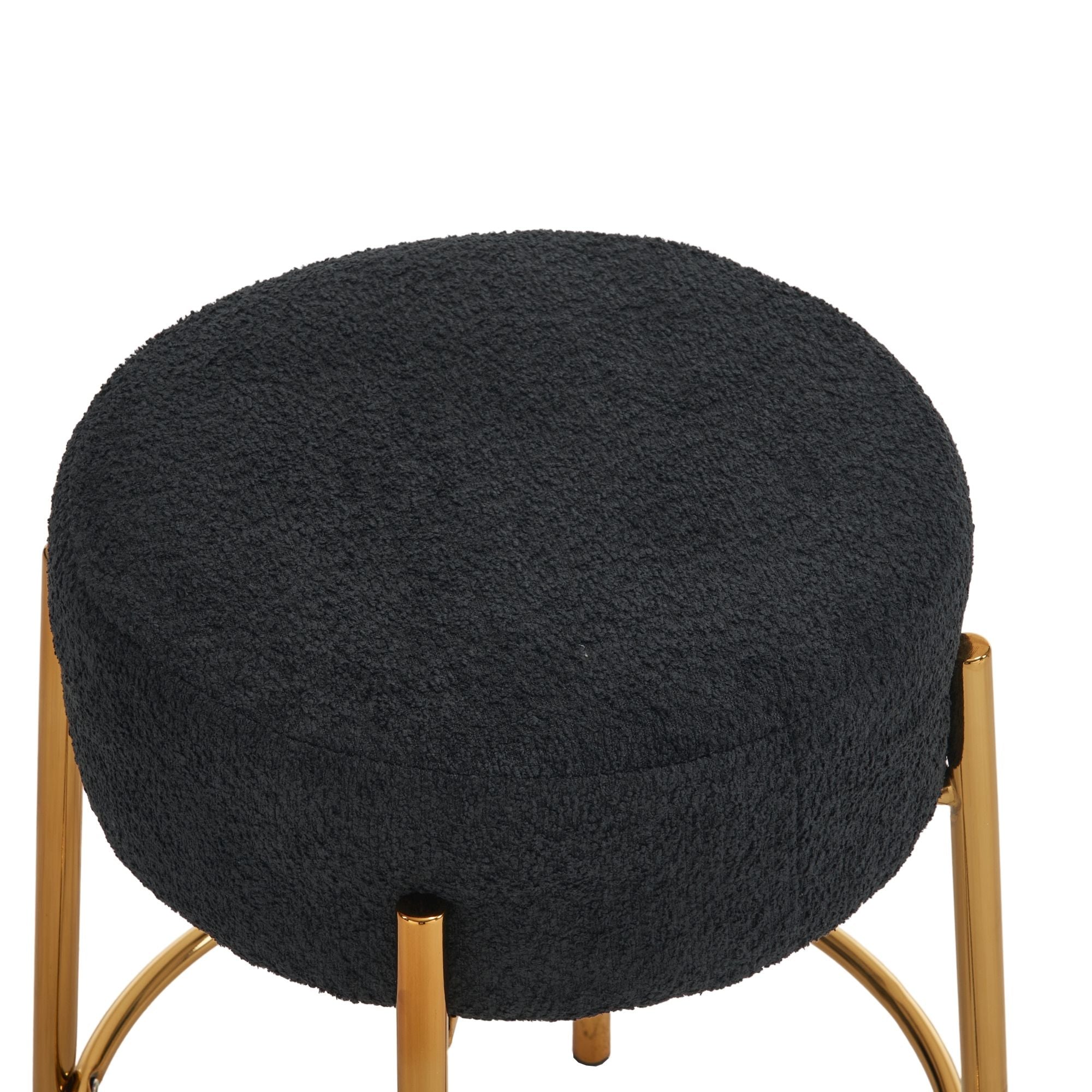 Round Bar Stools (Set of 2), Contemporary Upholstered Dining Stools For Kitchens, Coffee Shops And Bar Stores - Legs