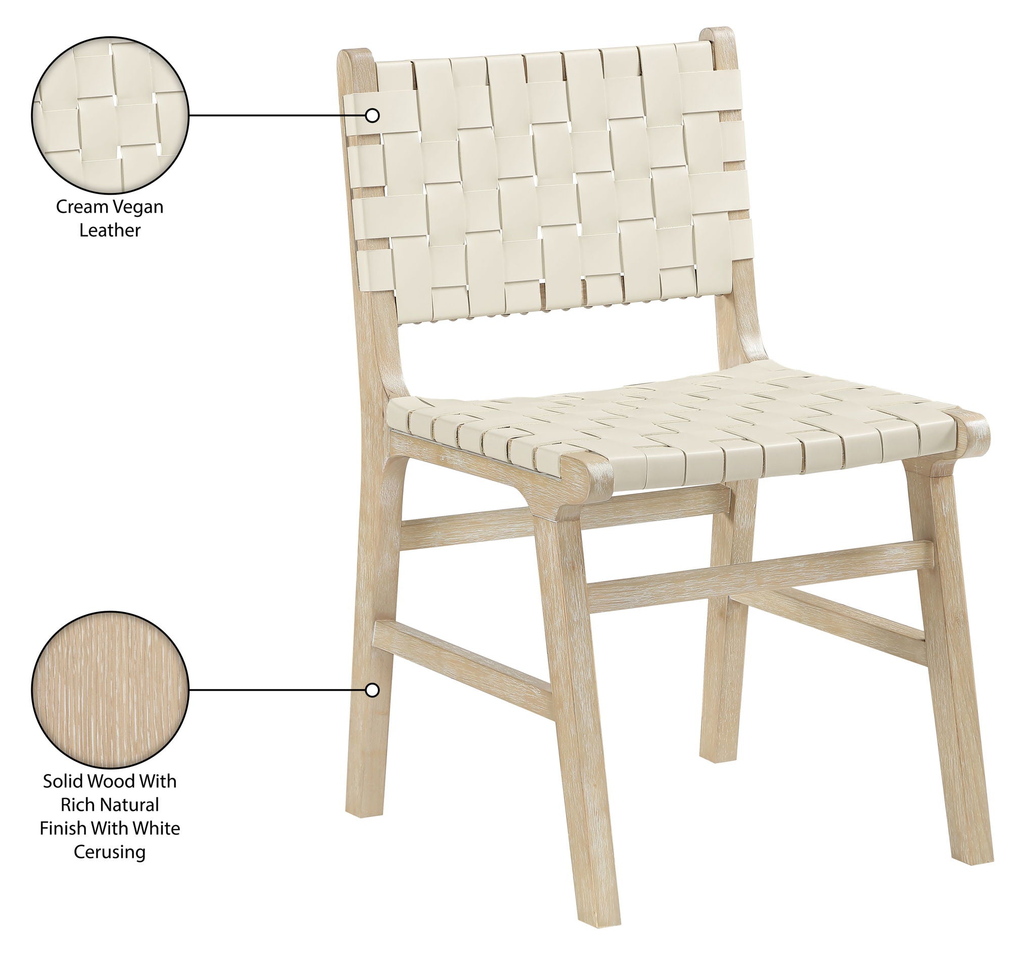 Entwine - Vegan Leather Upholstered Dining Chair - Painted Natural
